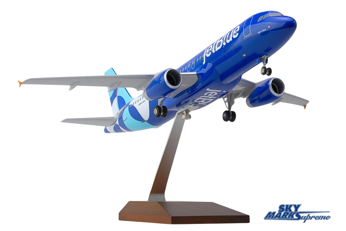 SKYMARKS JETBLUE A320 1/100 SPOTLIGHT W/WOOD STAND & GEAR The Airplane Shop.