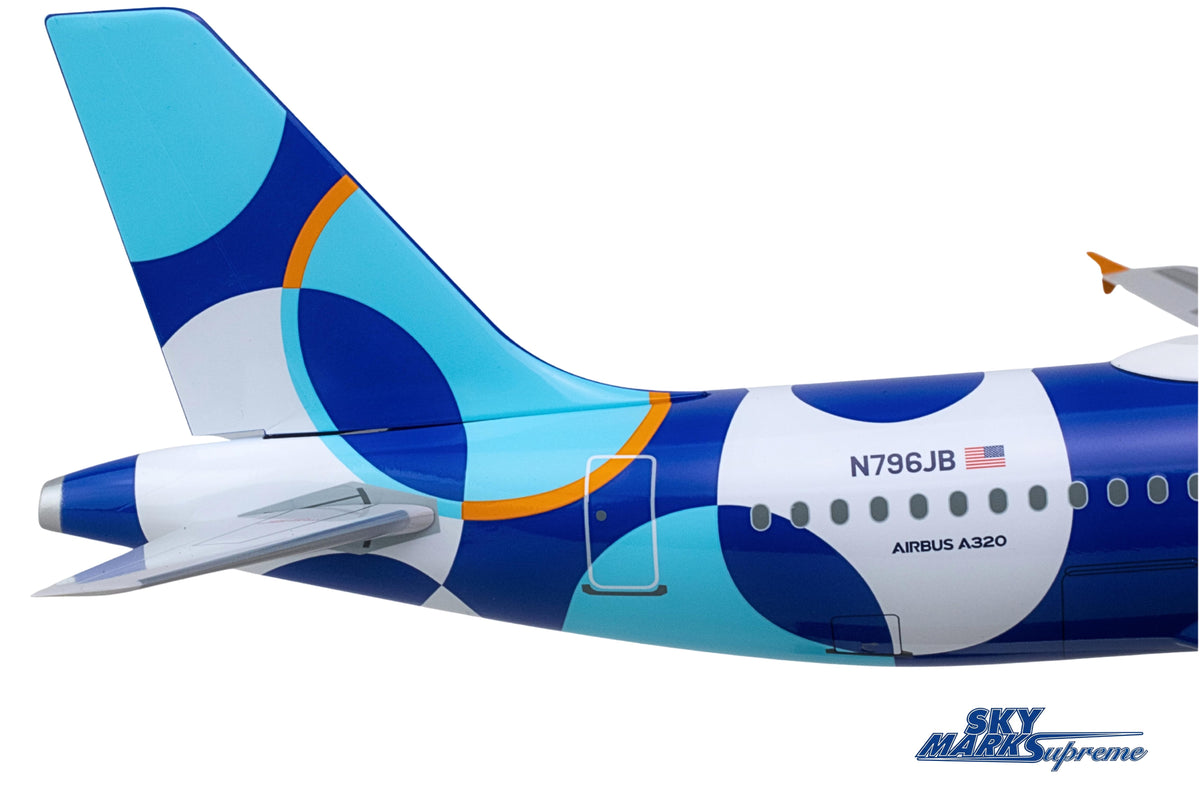 SKYMARKS JETBLUE A320 1/100 SPOTLIGHT W/WOOD STAND & GEAR The Airplane Shop.