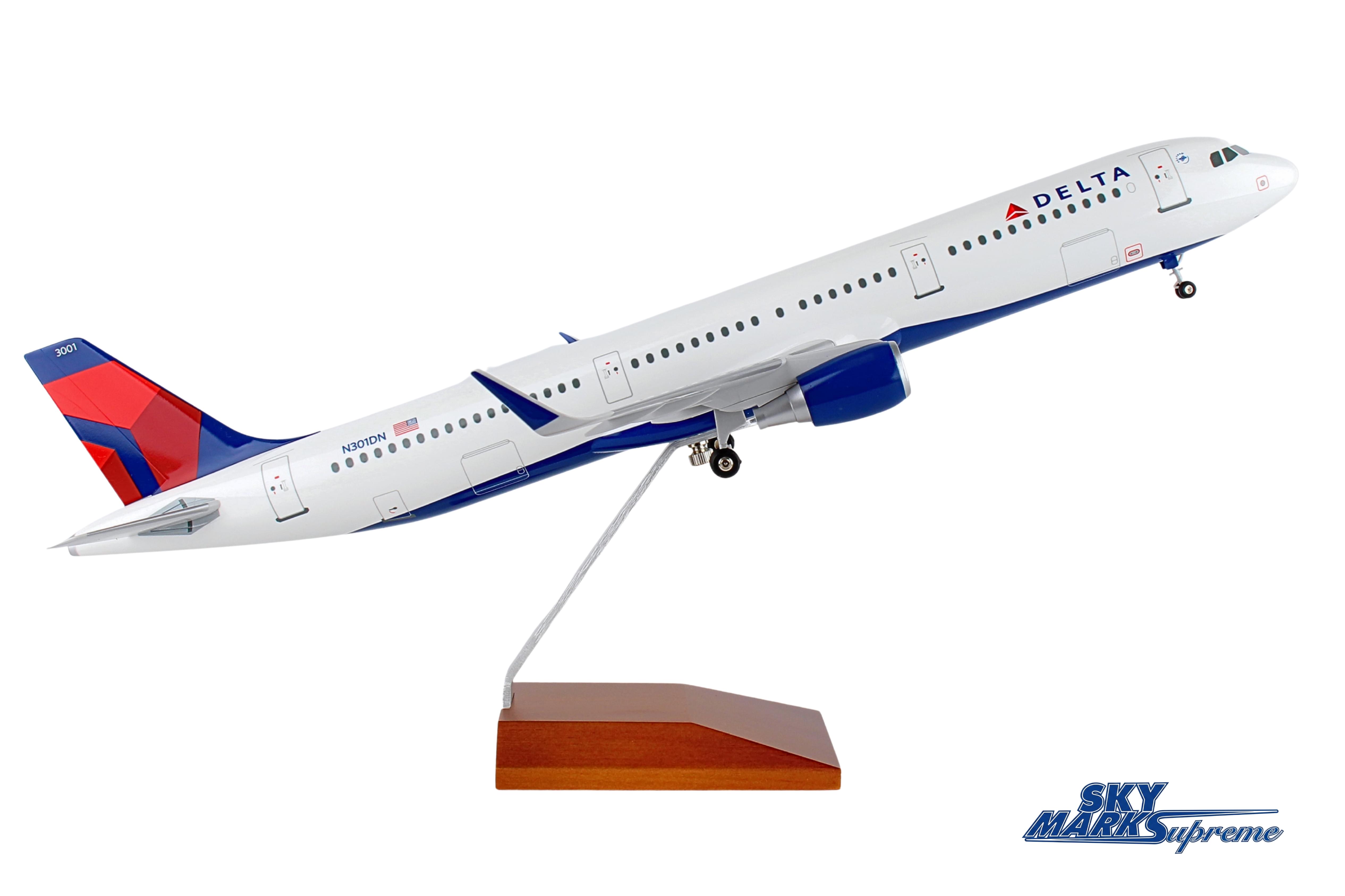 SKYMARKS DELTA A321 1/100 W/WOOD STAND & GEAR The Airplane Shop.