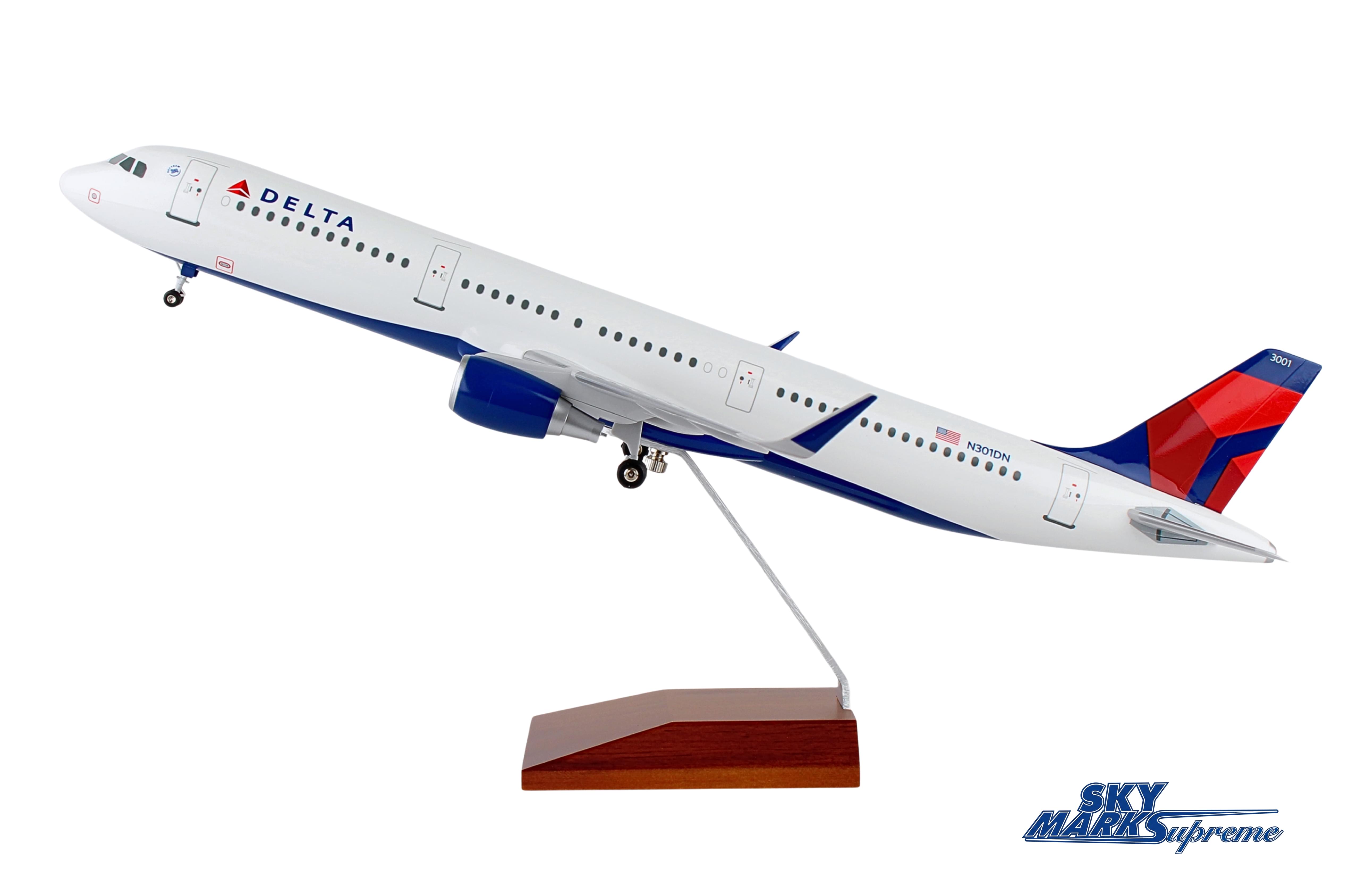 SKYMARKS DELTA A321 1/100 W/WOOD STAND & GEAR The Airplane Shop.