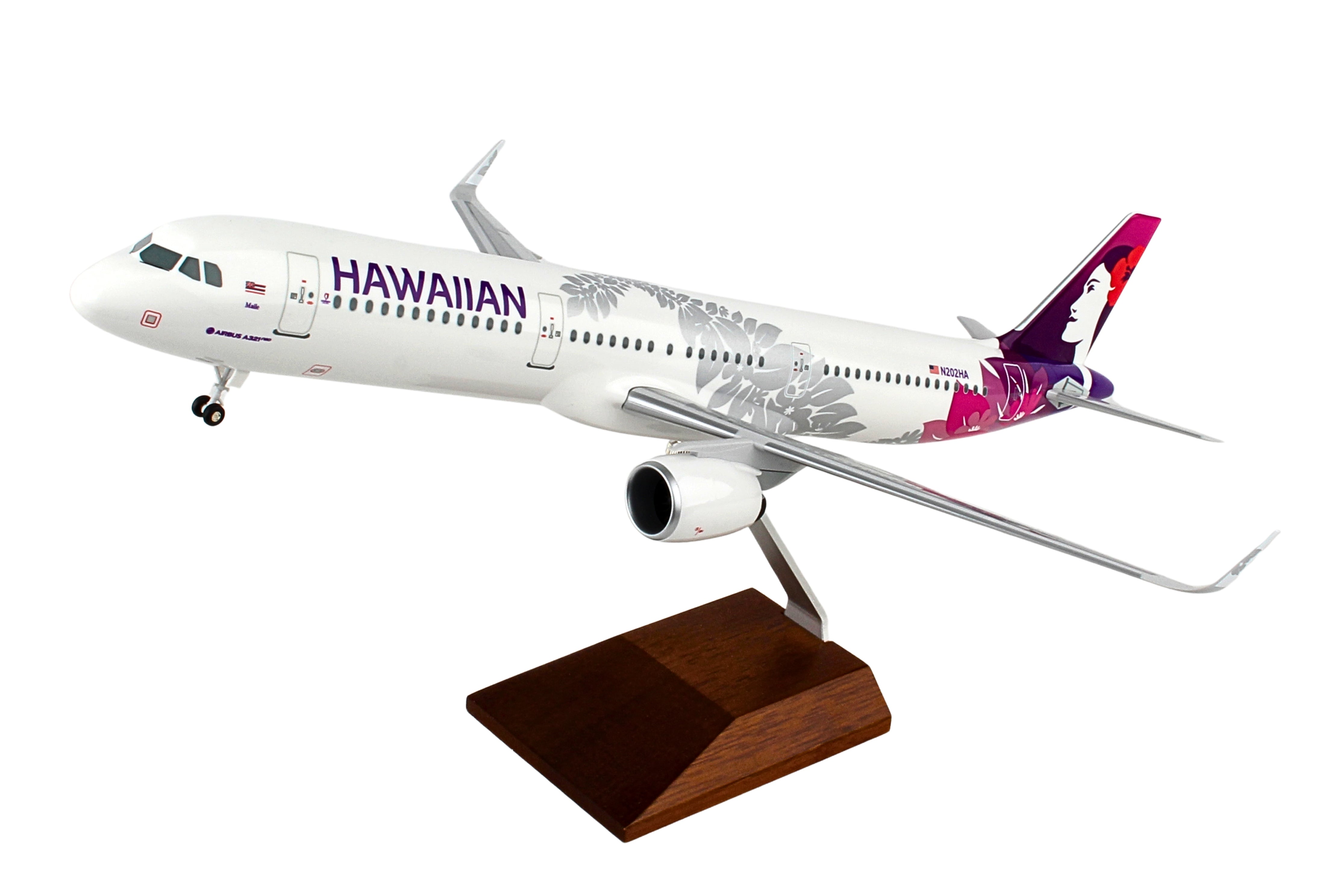 SKYMARKS HAWAIIAN A321NEO 1/100 W/WOOD STAND & GEAR