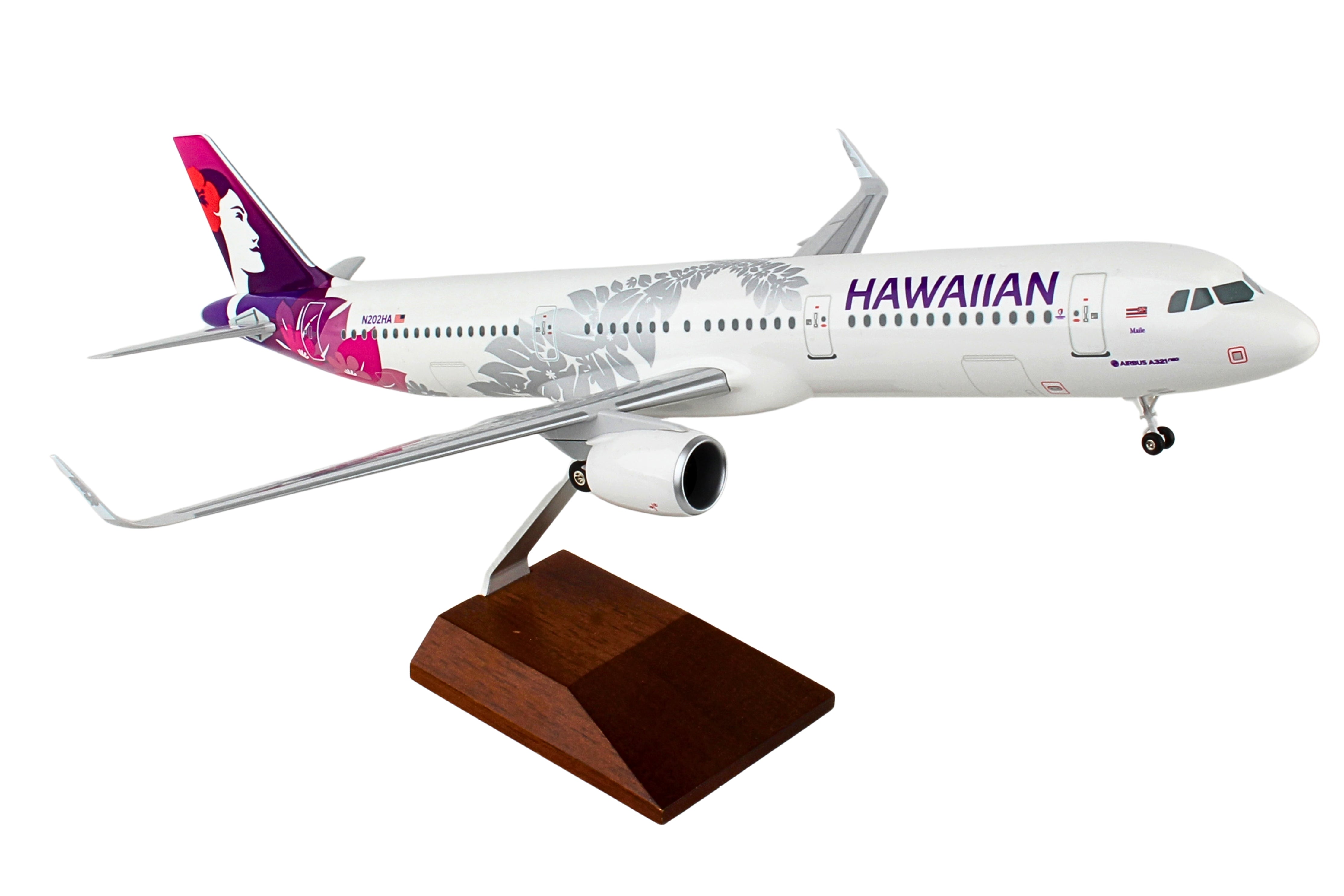 SKYMARKS HAWAIIAN A321NEO 1/100 W/WOOD STAND & GEAR