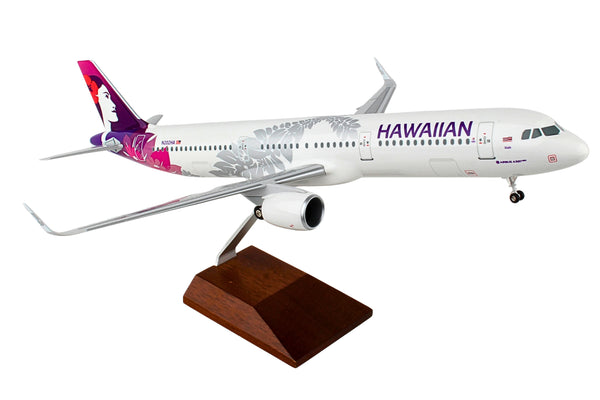 SKYMARKS HAWAIIAN A321NEO 1/100 W/WOOD STAND & GEAR