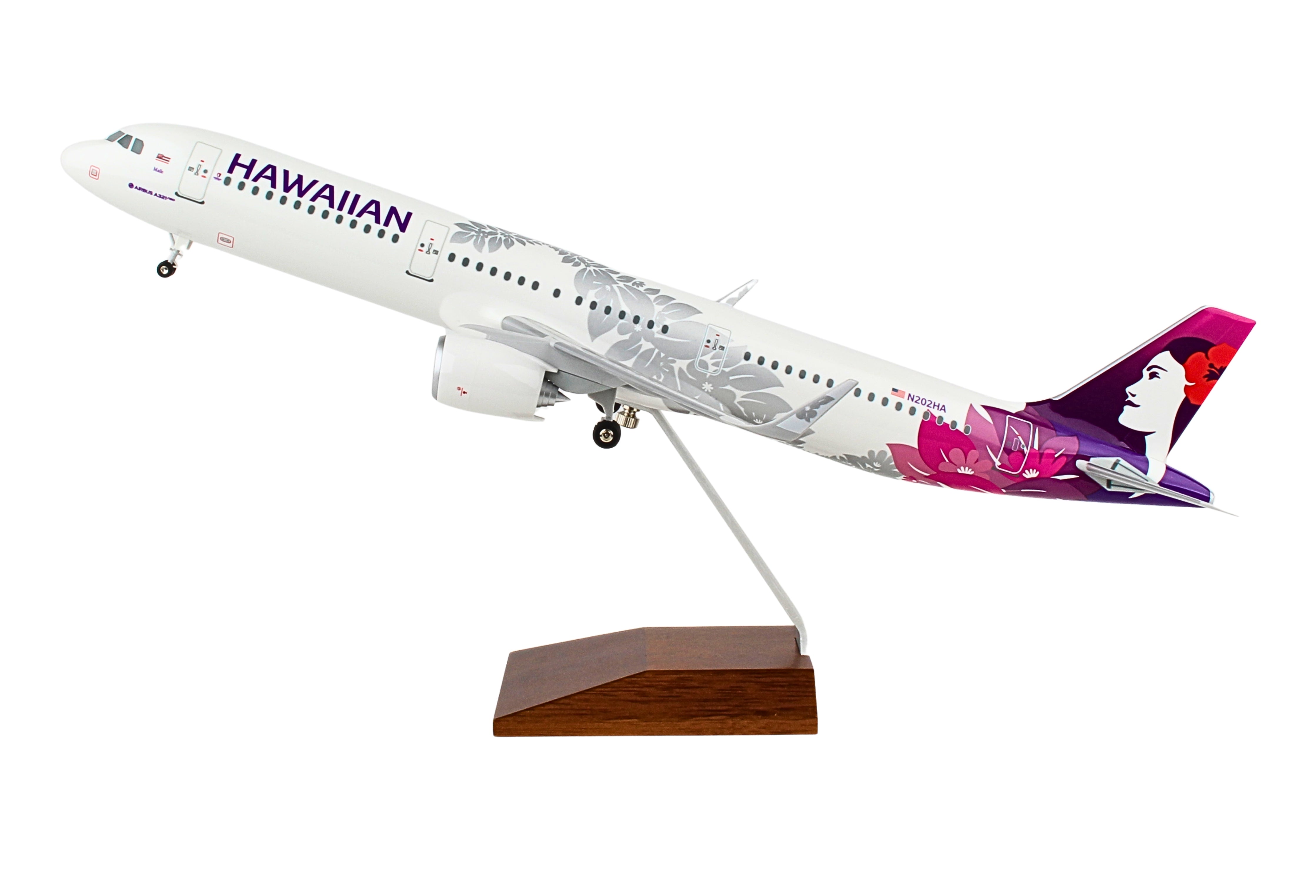 SKYMARKS HAWAIIAN A321NEO 1/100 W/WOOD STAND & GEAR