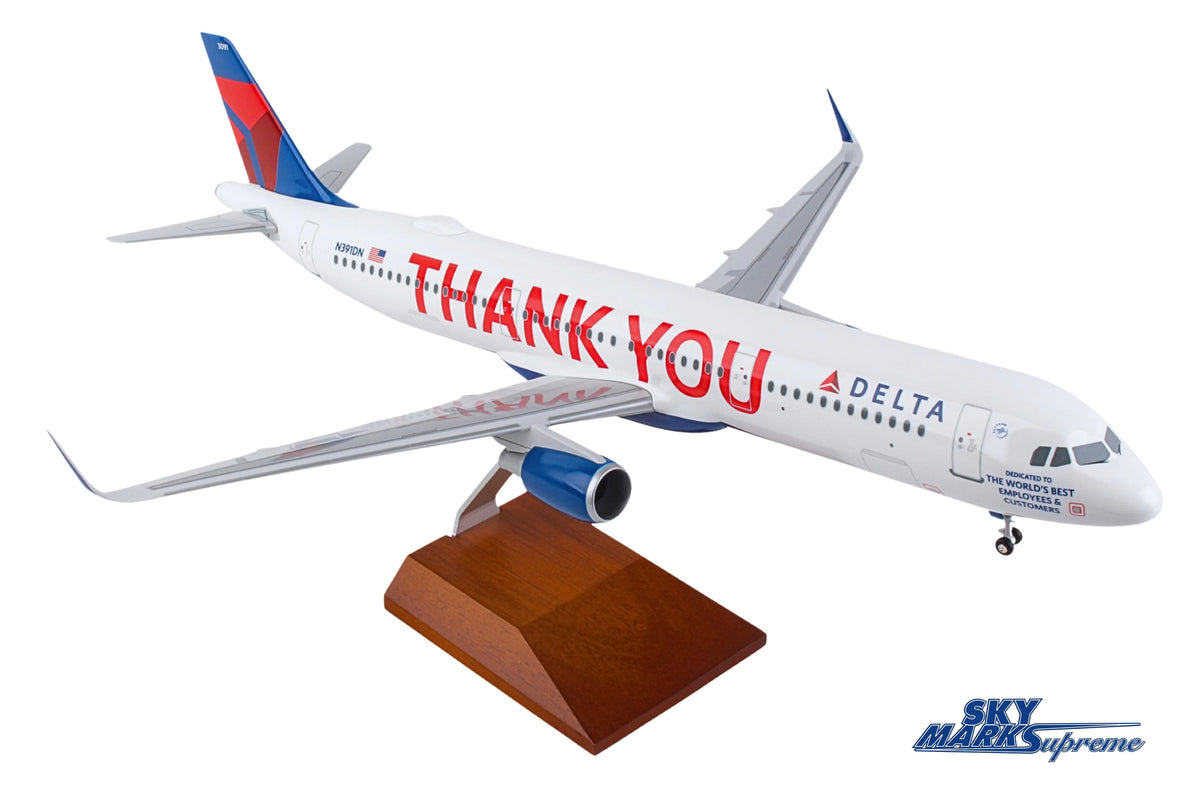 SKYMARKS DELTA A321 1/100 THANK YOU W/WOOD STAND & GEAR