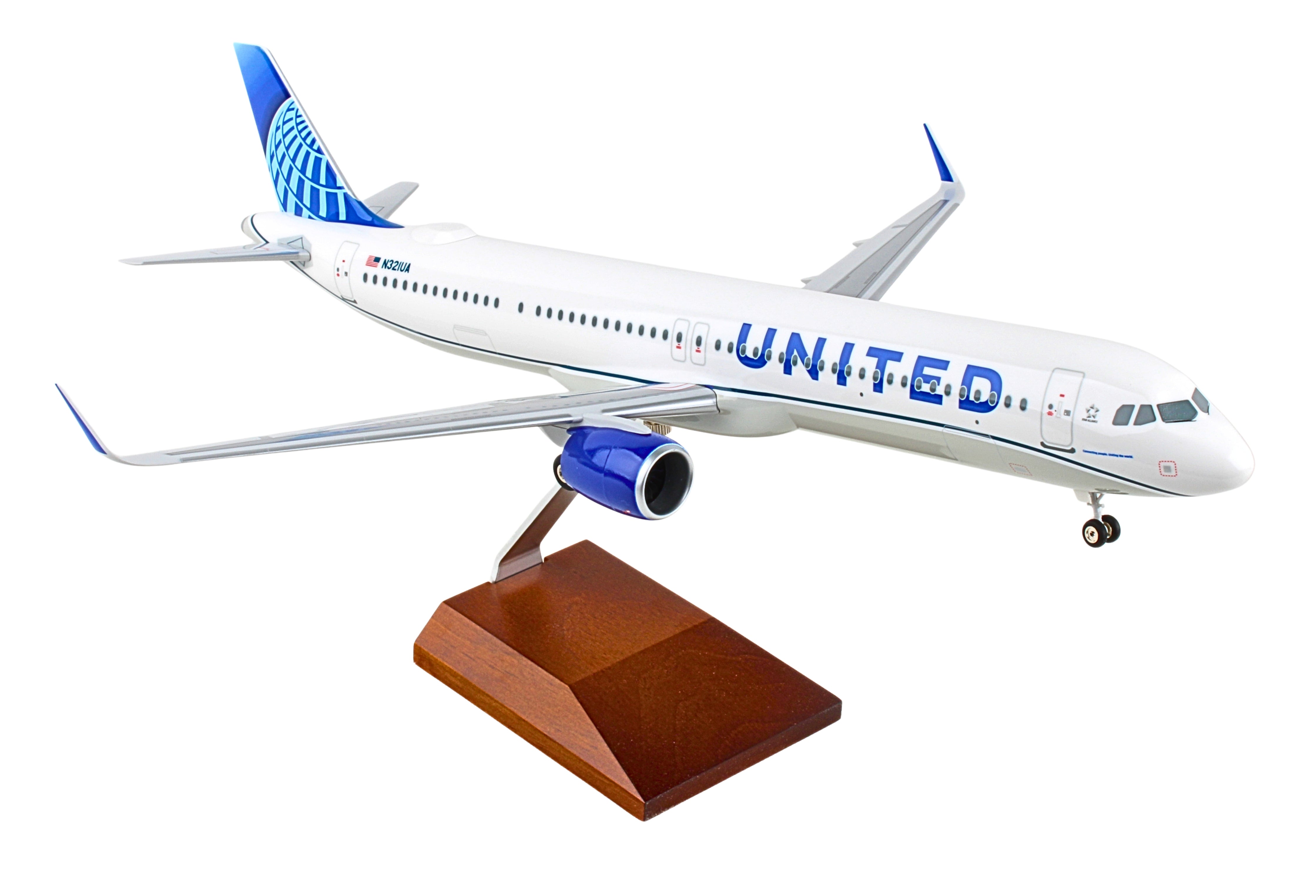 SKYMARKS UNITED A321NEO 1/100 W/WOOD STAND & GEAR