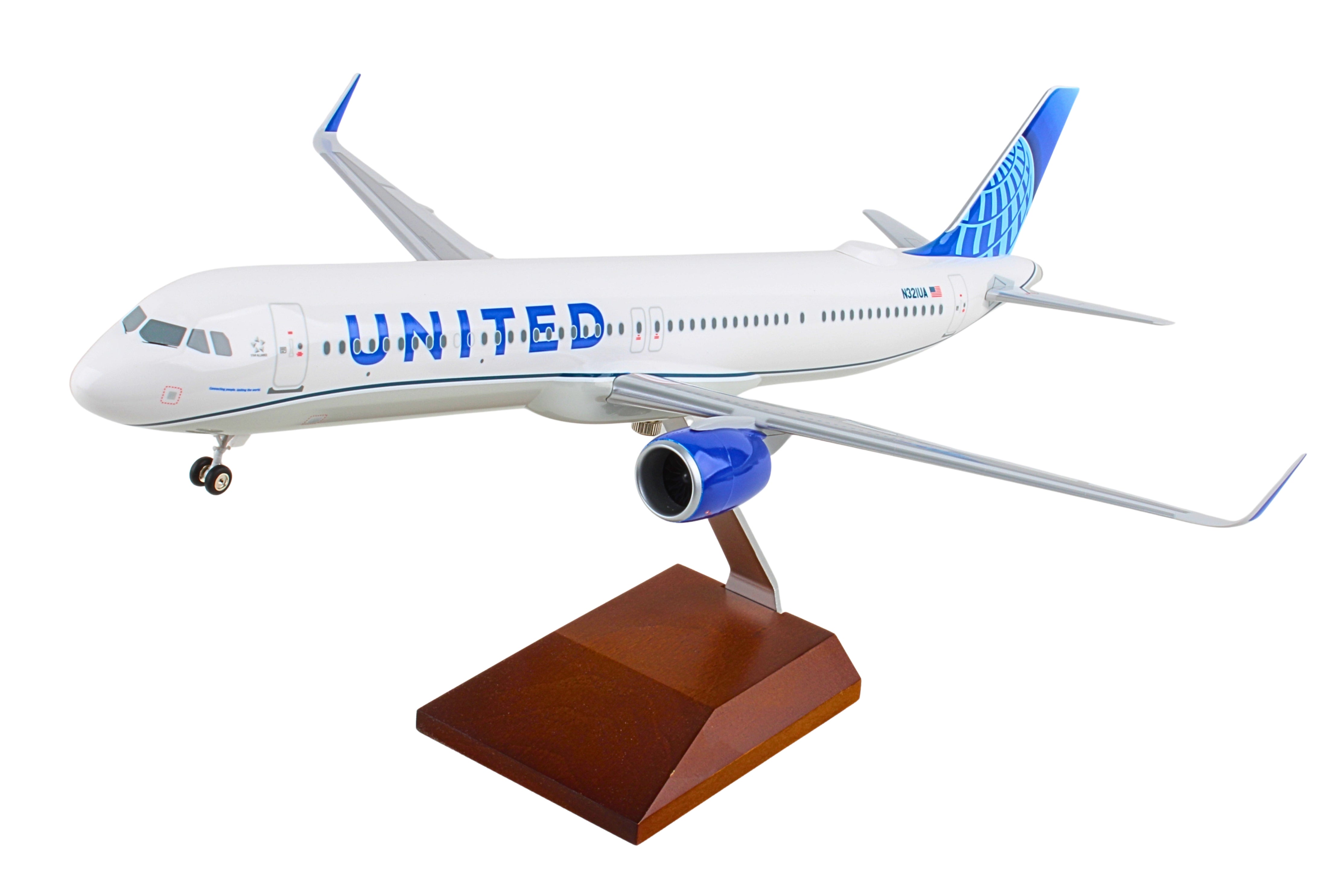 SKYMARKS UNITED A321NEO 1/100 W/WOOD STAND & GEAR