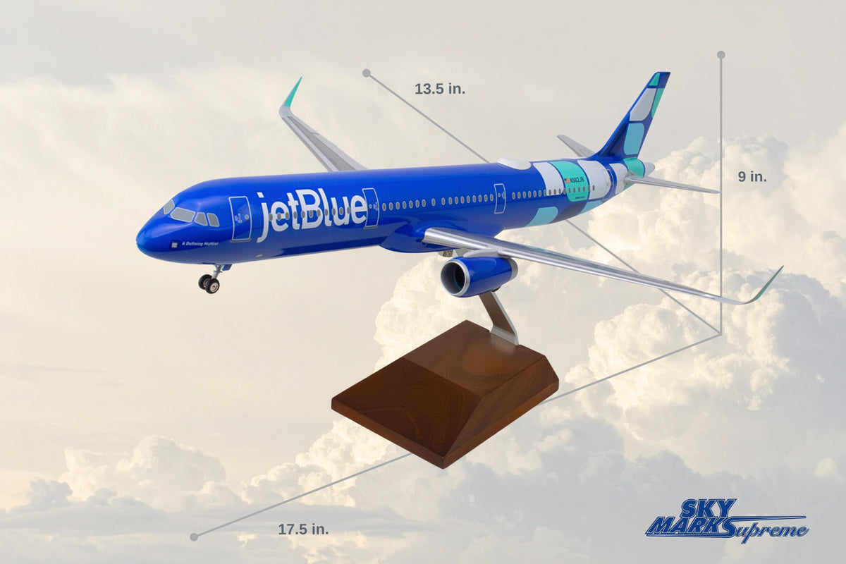 SKYMARKS JETBLUE A321 1/100 MINT W/WOOD STAND & GEAR The Airplane Shop.