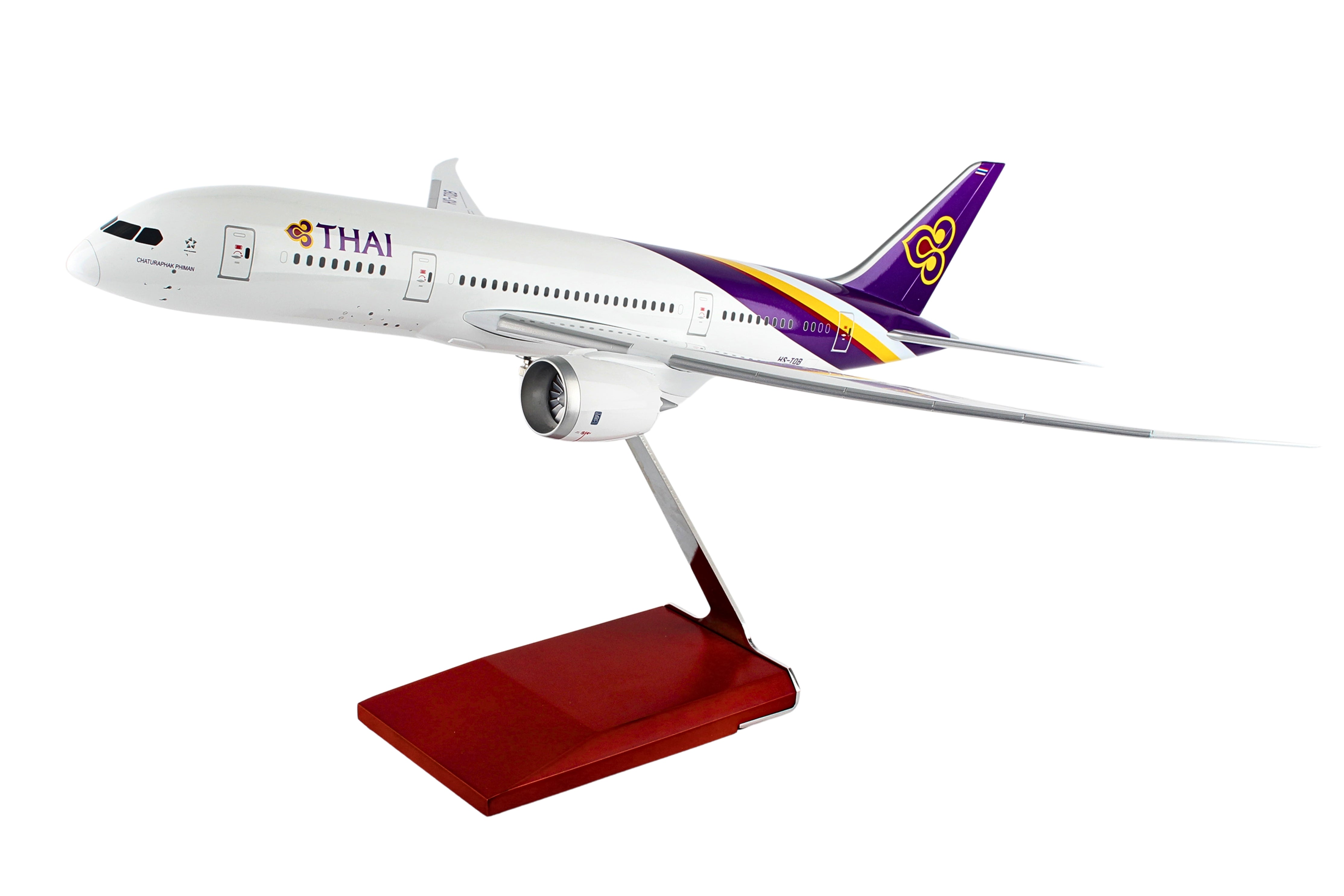 SKYMARKS THAI 787-8 1/100 W/WOOD STAND & GEAR (**)
