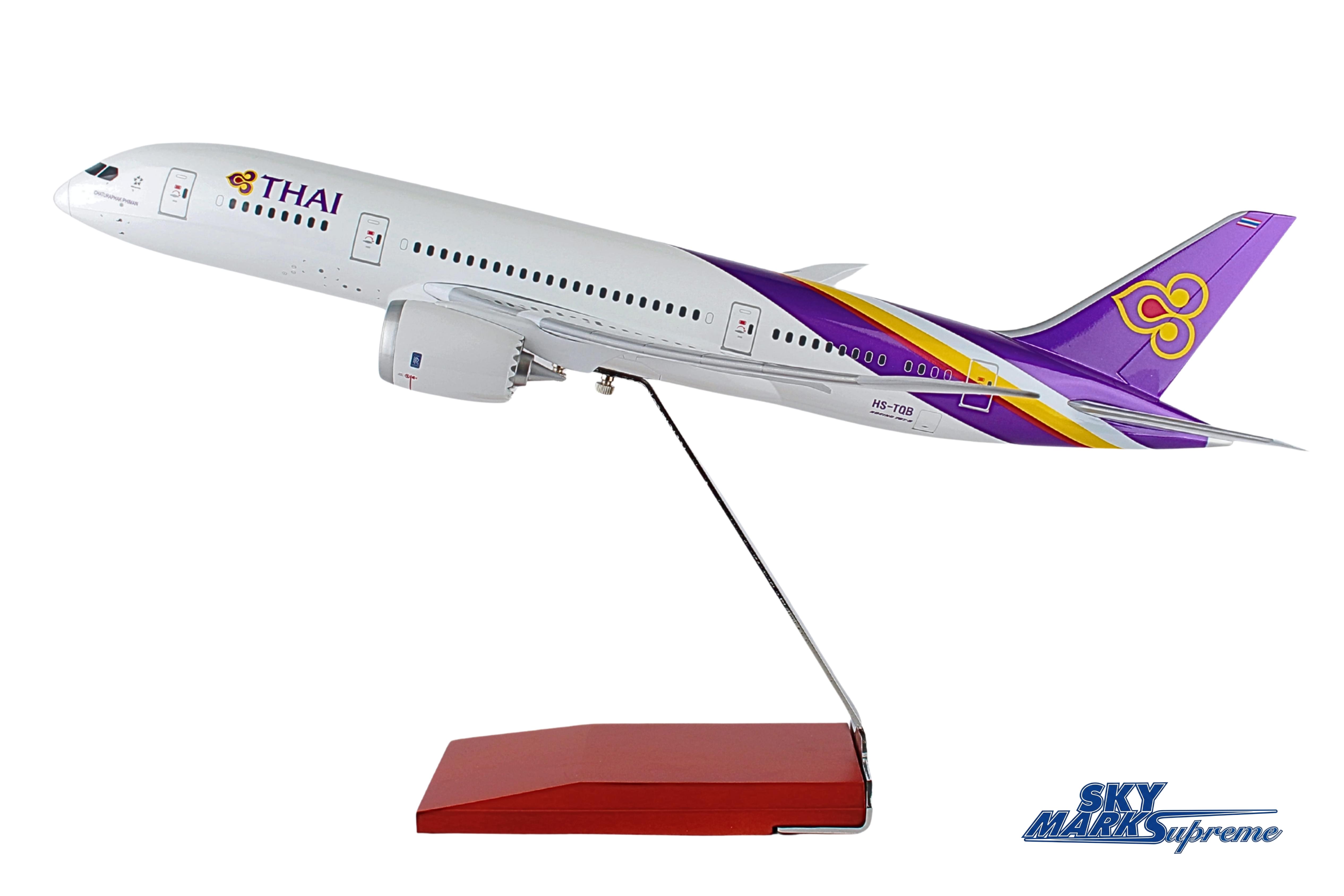 SKYMARKS THAI 787-8 1/100 W/WOOD STAND & GEAR (**) The Airplane Shop.