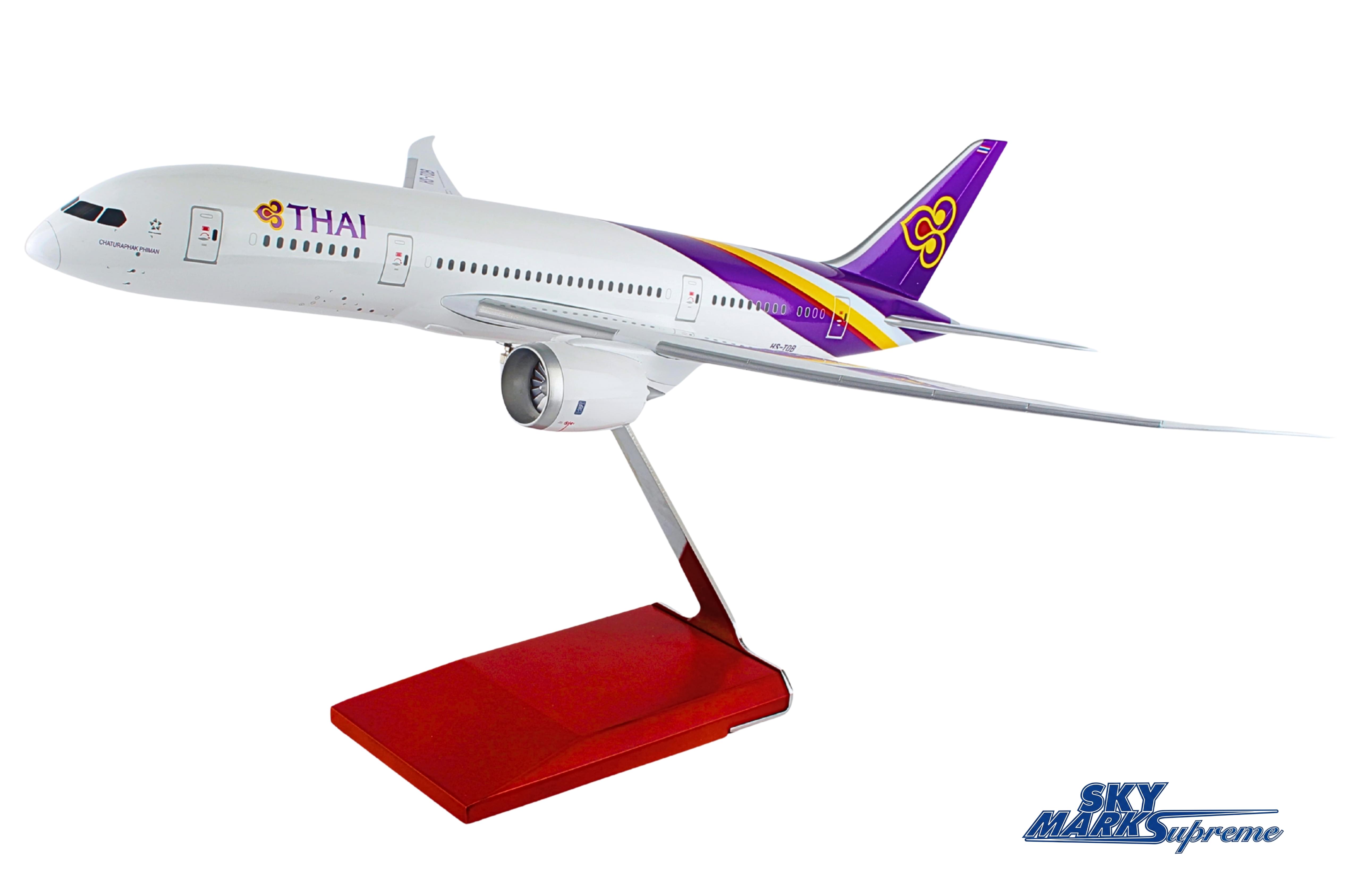 SKYMARKS THAI 787-8 1/100 W/WOOD STAND & GEAR (**) The Airplane Shop.