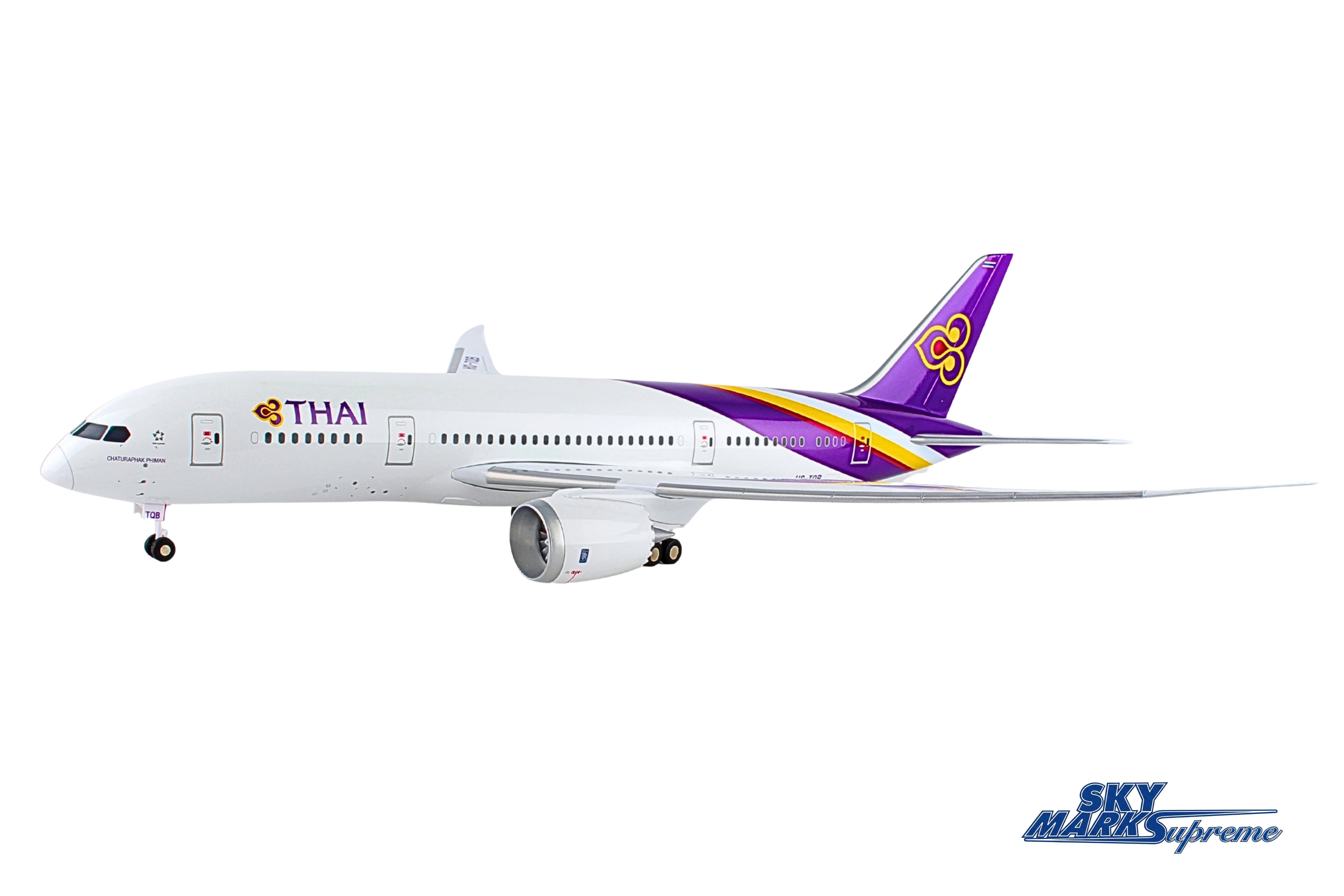 SKYMARKS THAI 787-8 1/100 W/WOOD STAND & GEAR (**) The Airplane Shop.