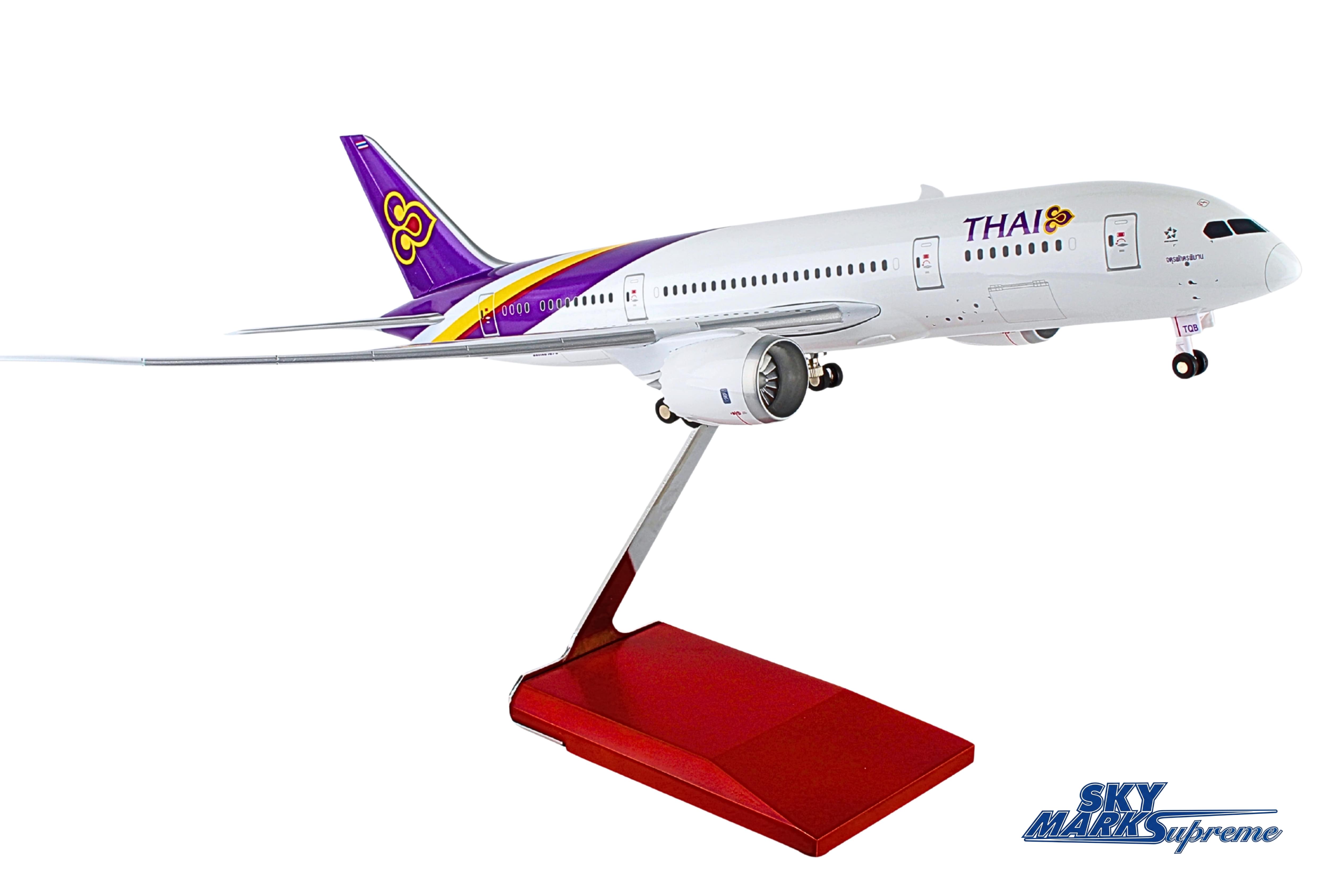 SKYMARKS THAI 787-8 1/100 W/WOOD STAND & GEAR (**) The Airplane Shop.