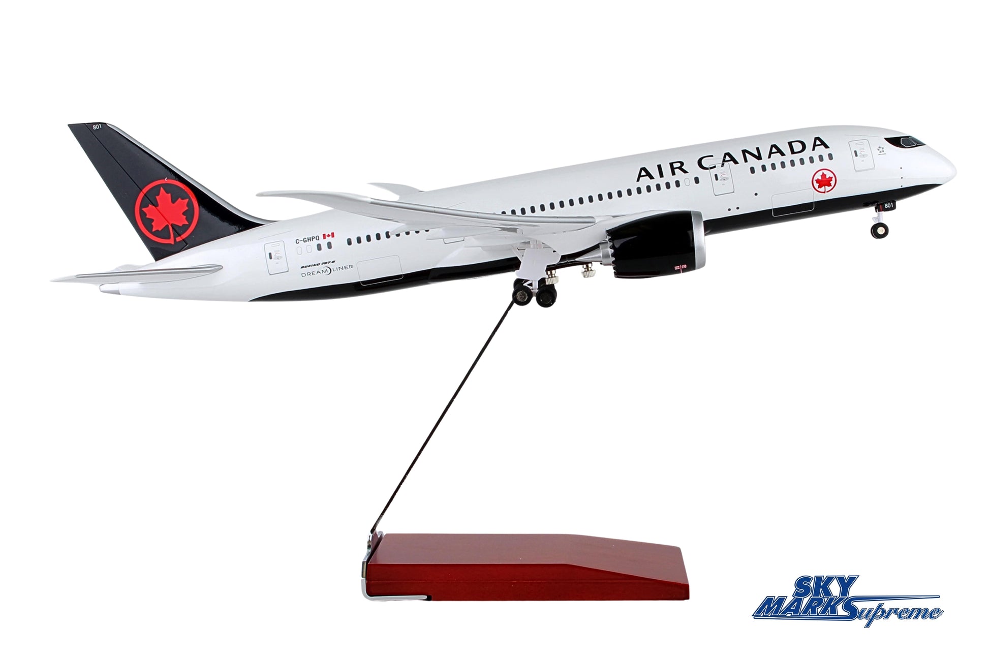 SKYMARKS AIR CANADA 787-8 1/100 W/WOOD STAND & GEAR NEW LIVE The Airplane Shop.