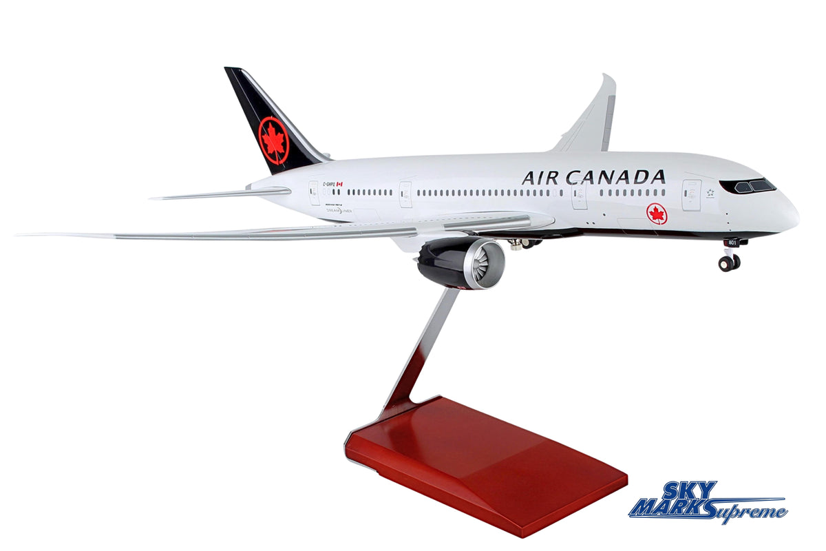 SKYMARKS AIR CANADA 787-8 1/100 W/WOOD STAND & GEAR NEW LIVE The Airplane Shop.