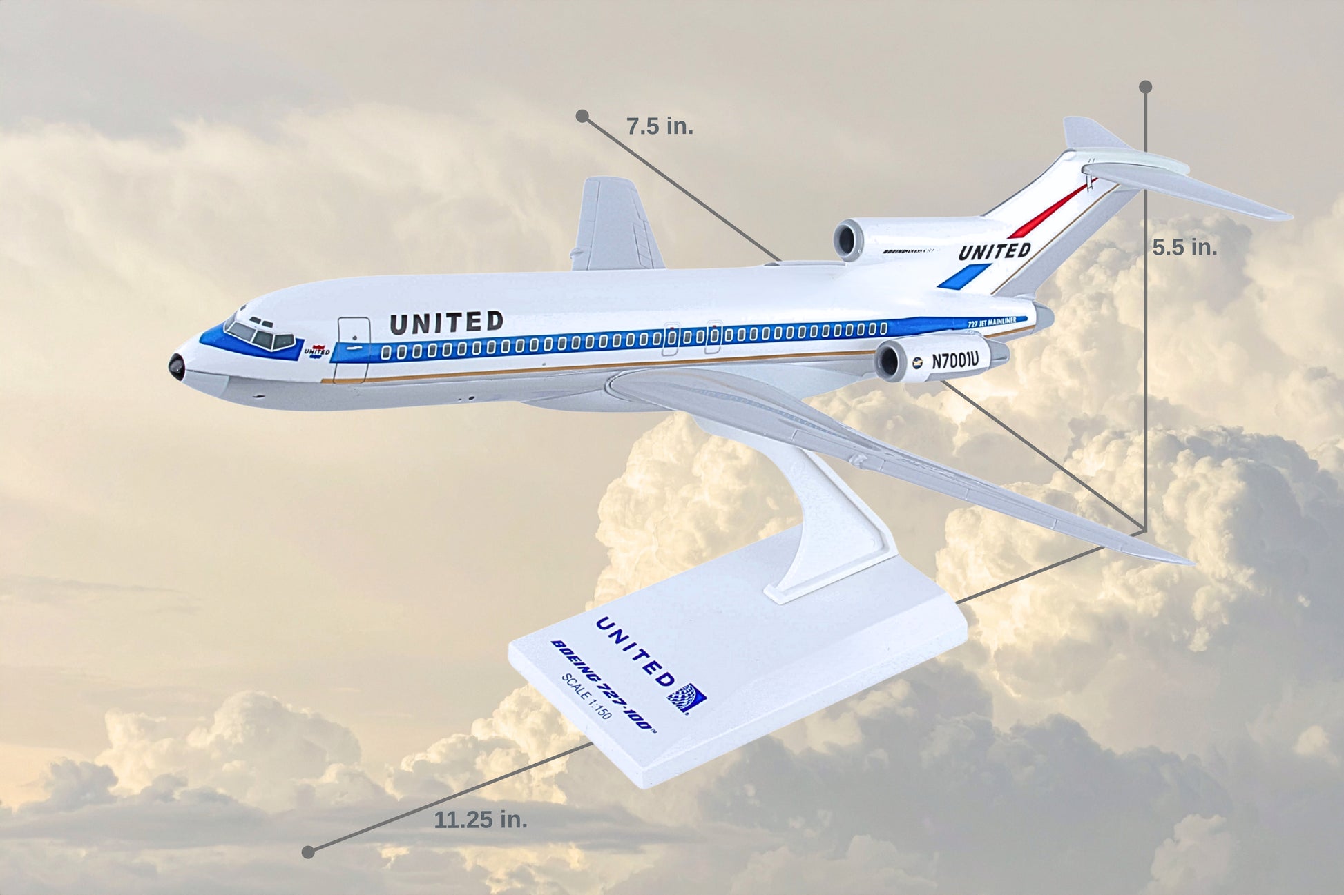 SKYMARKS UNITED 727-100 1/150 MUSEUM OF FLIGHT The Airplane Shop.