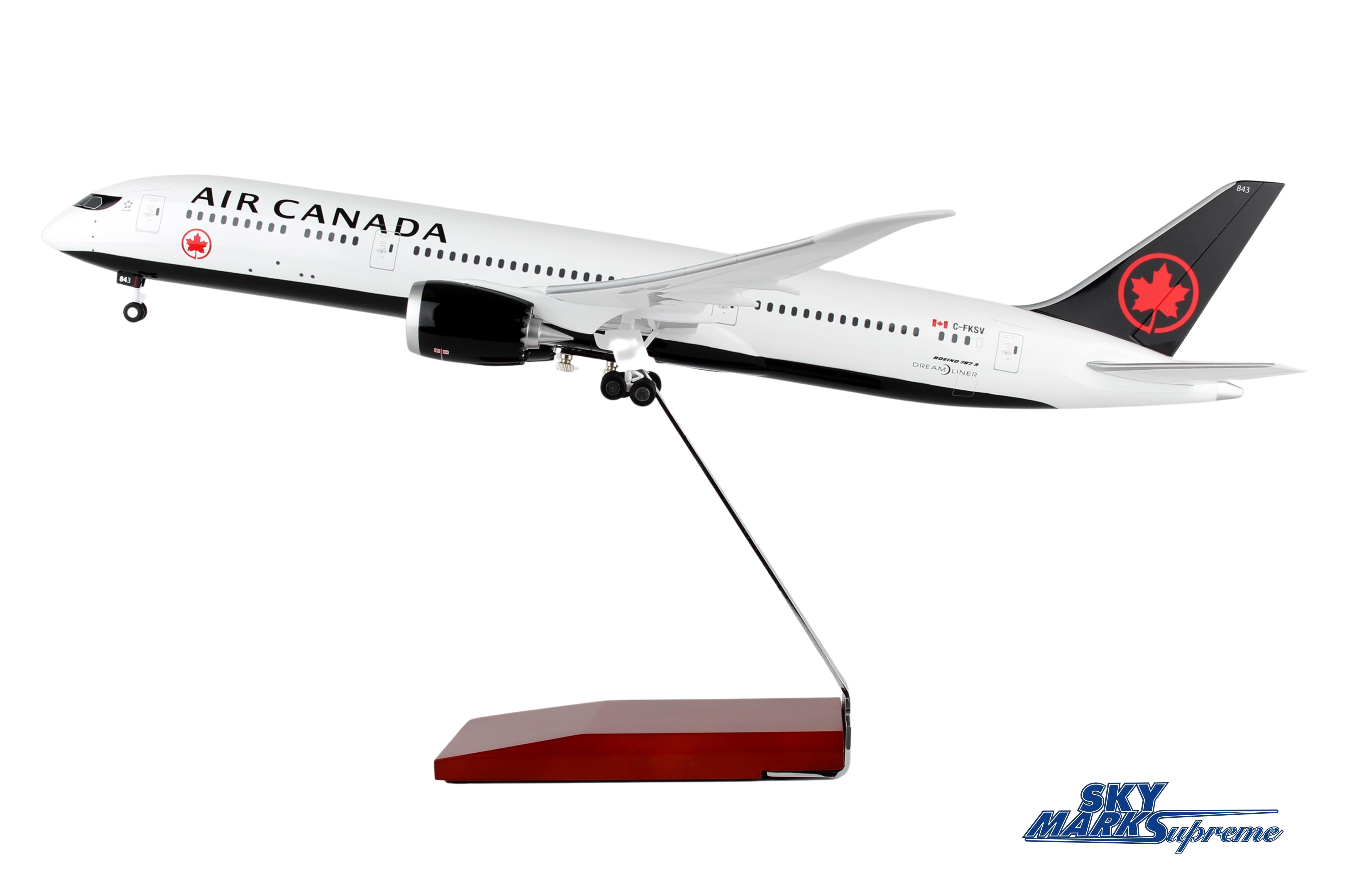 SKYMARKS AIR CANADA 787-9 1/100 W/WOOD STAND & GEAR The Airplane Shop.