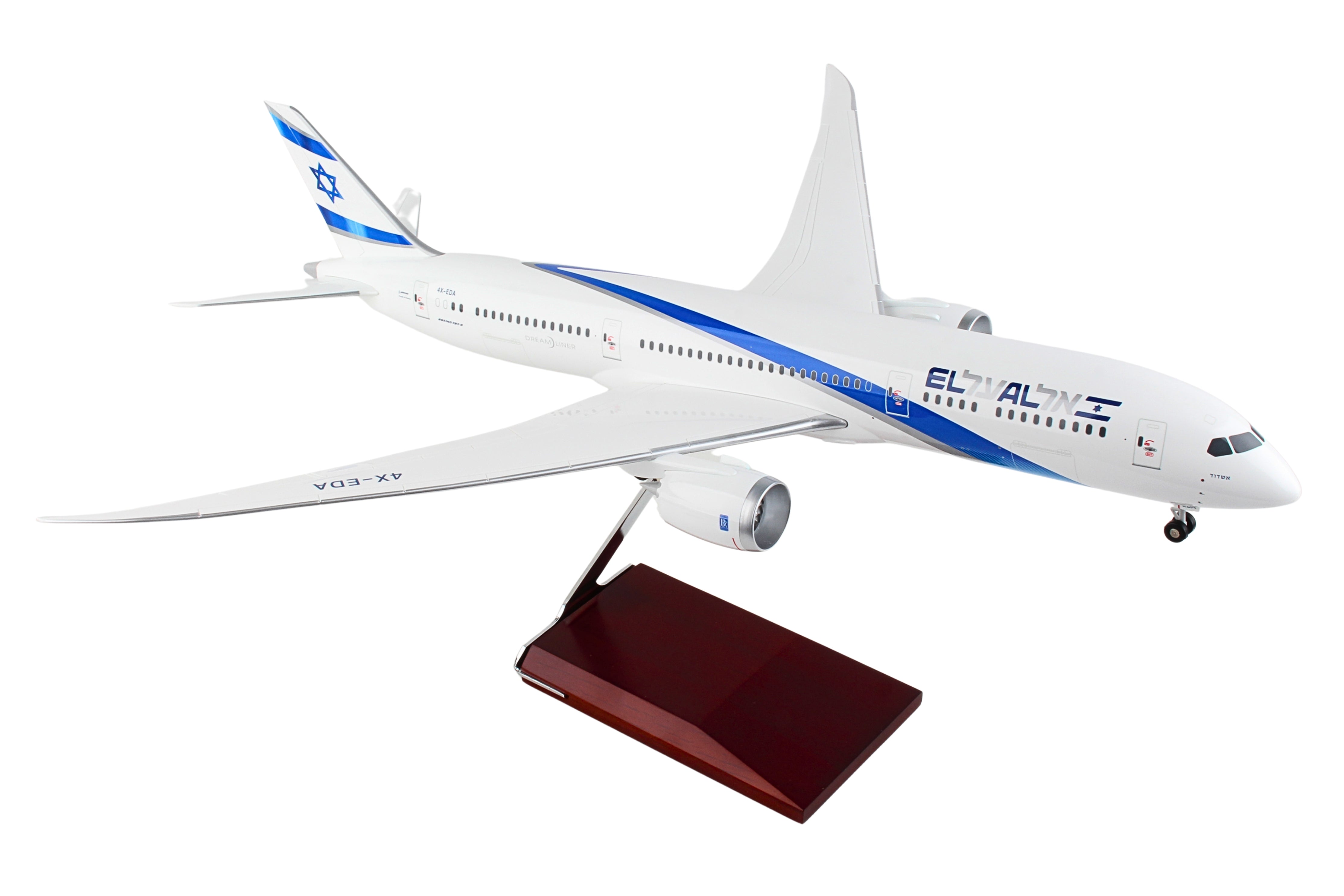SKYMARKS EL AL 787-9 1/100 W/WOOD STAND & GEAR