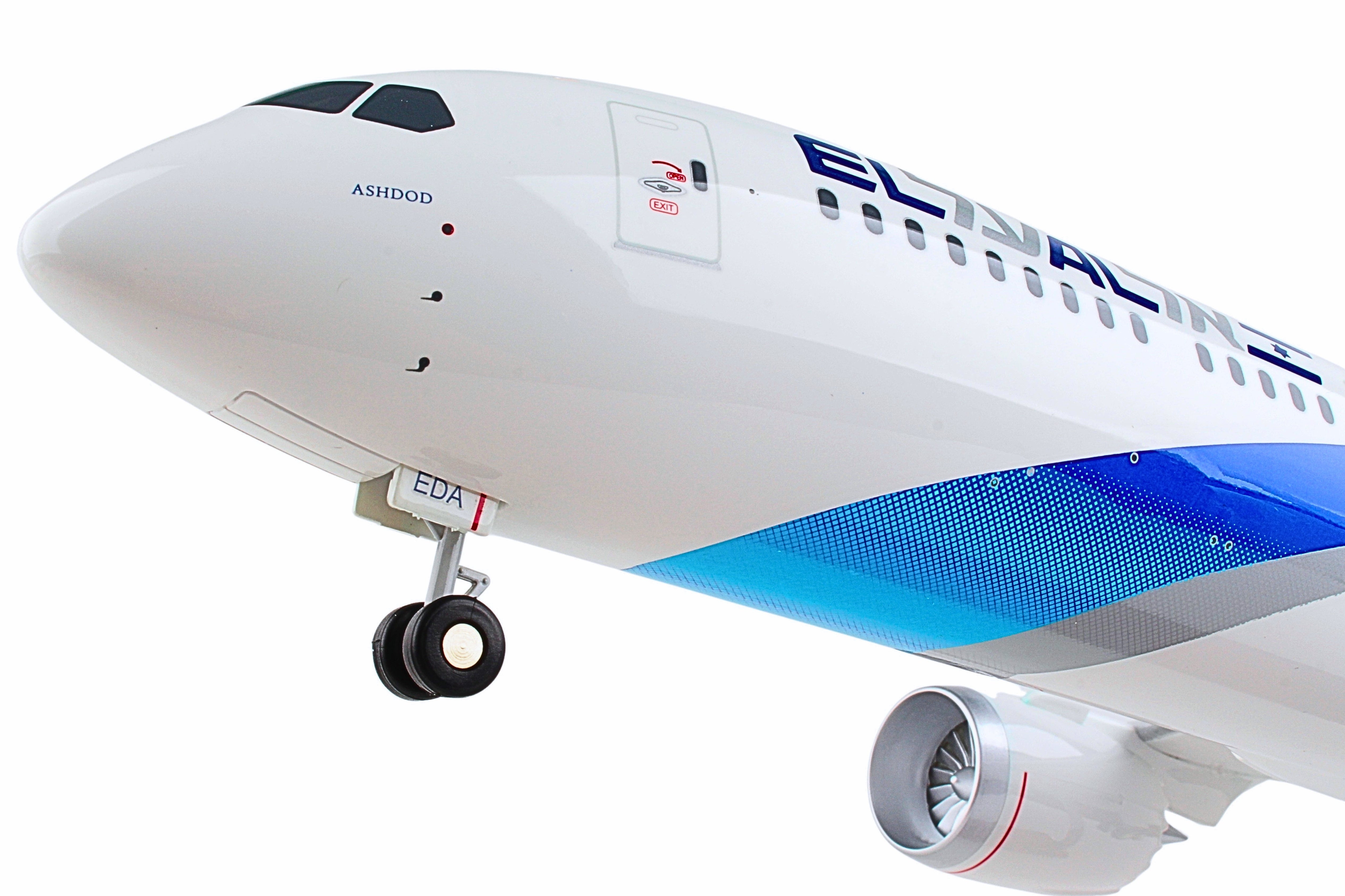 SKYMARKS EL AL 787-9 1/100 W/WOOD STAND & GEAR