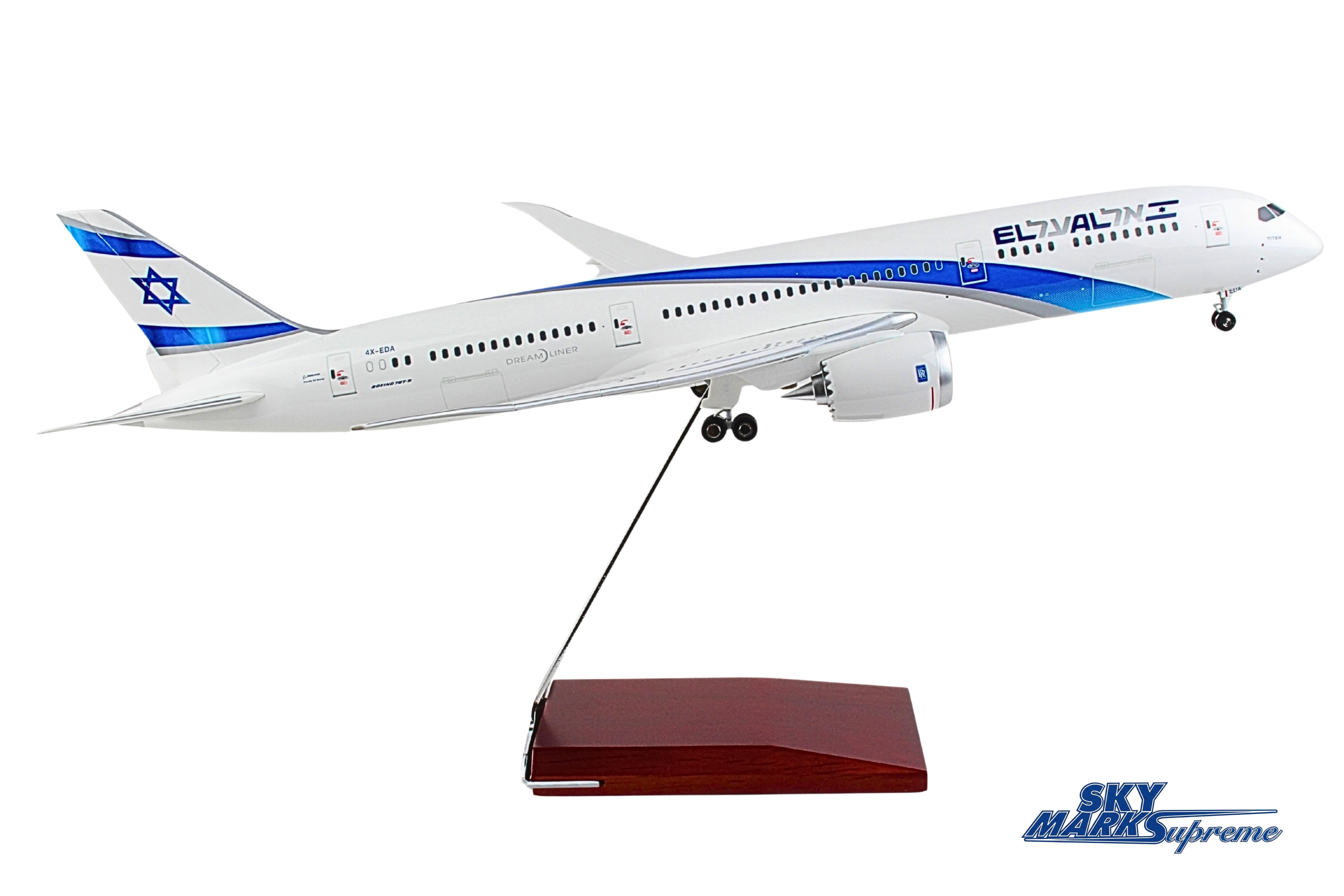 SKYMARKS EL AL 787-9 1/100 W/WOOD STAND & GEAR The Airplane Shop.