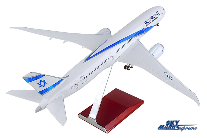 SKYMARKS EL AL 787-9 1/100 W/WOOD STAND & GEAR The Airplane Shop.
