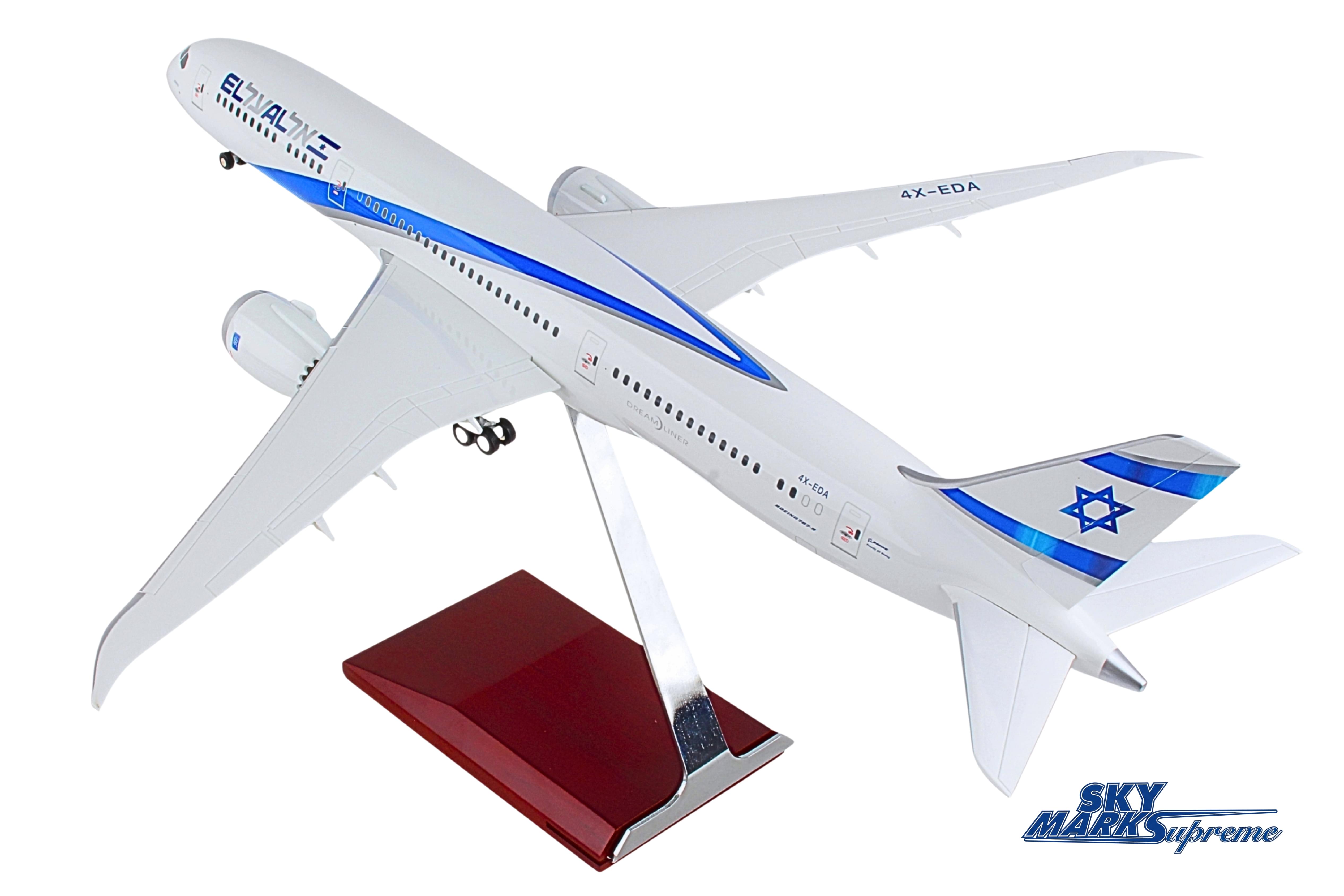 SKYMARKS EL AL 787-9 1/100 W/WOOD STAND & GEAR The Airplane Shop.
