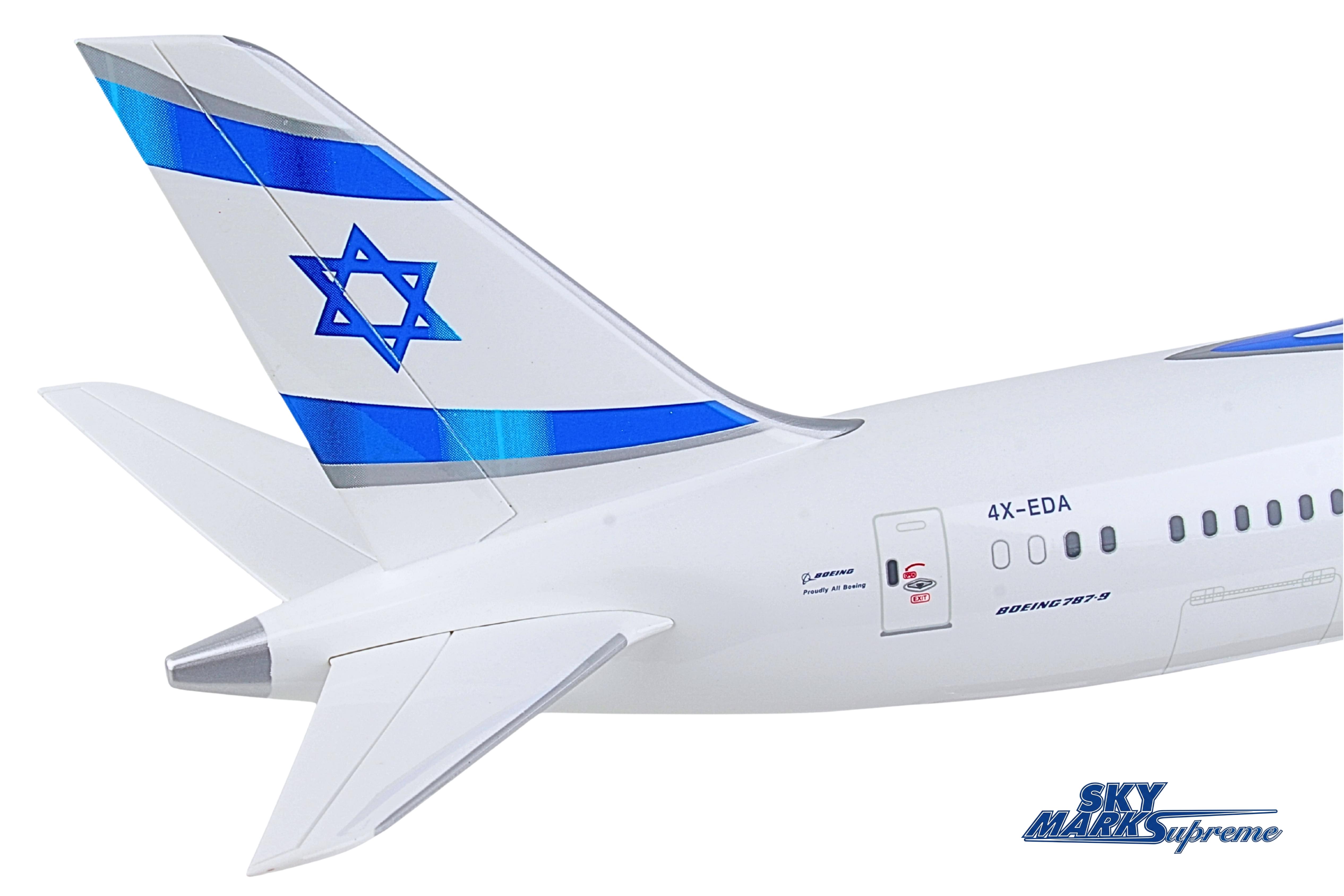 SKYMARKS EL AL 787-9 1/100 W/WOOD STAND & GEAR The Airplane Shop.