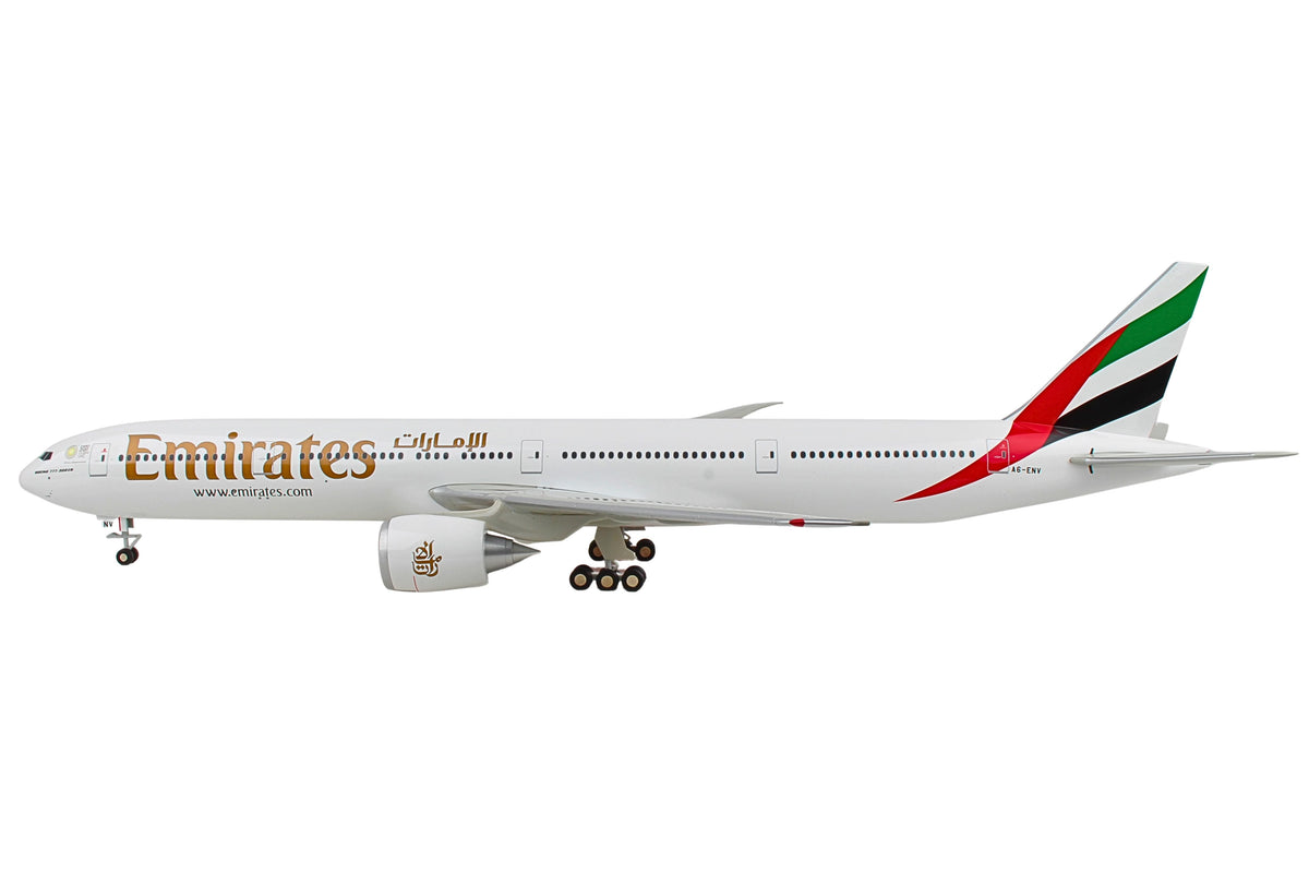 SKYMARKS EMIRATES 777-300ER EXPO 1/100 W/WOOD STAND & GEAR The Airplane Shop.