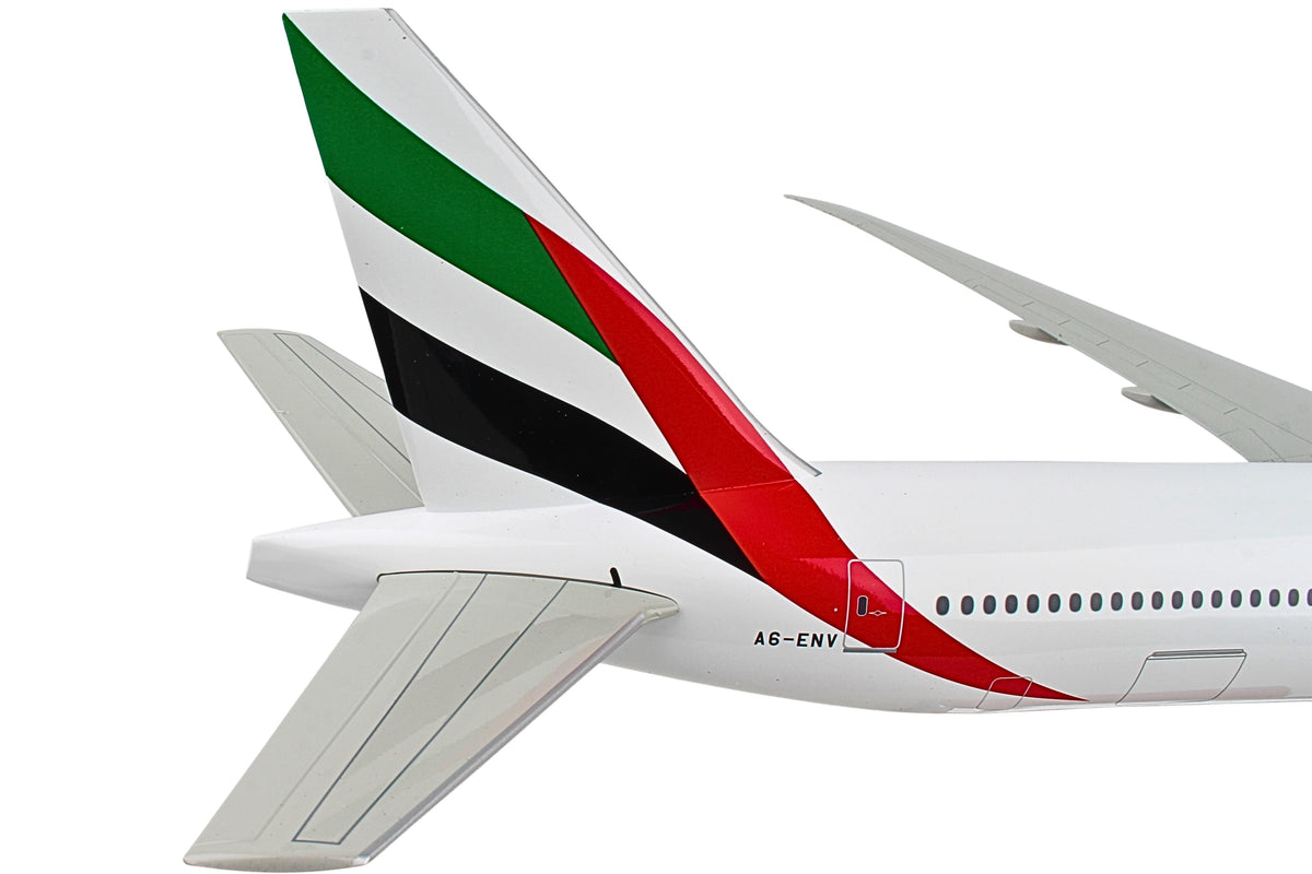 SKYMARKS EMIRATES 777-300ER EXPO 1/100 W/WOOD STAND & GEAR The Airplane Shop.