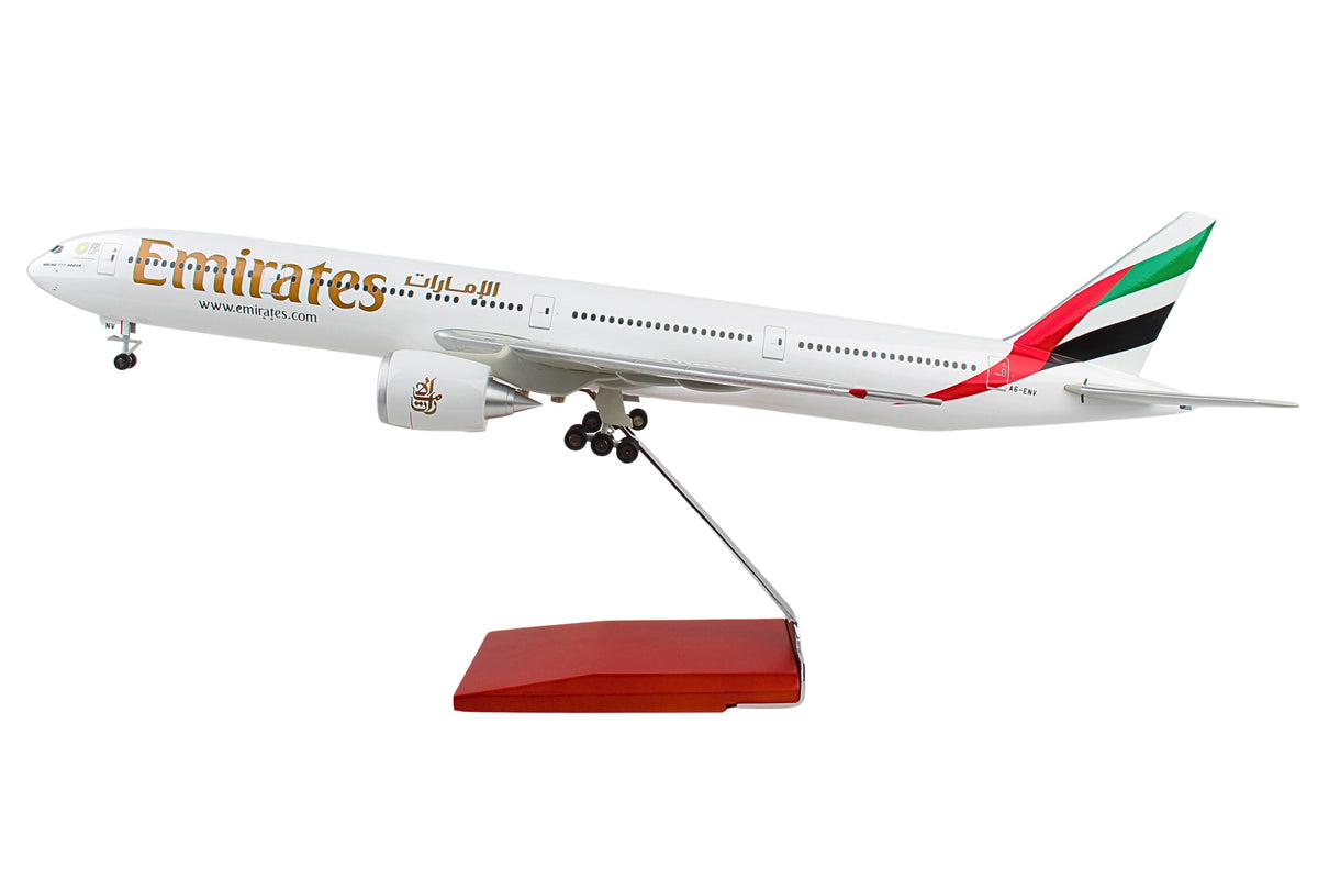 SKYMARKS EMIRATES 777-300ER EXPO 1/100 W/WOOD STAND & GEAR The Airplane Shop.