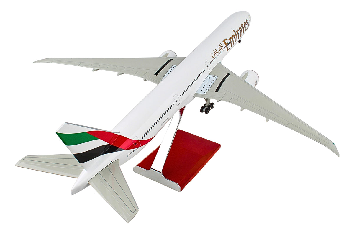 SKYMARKS EMIRATES 777-300ER EXPO 1/100 W/WOOD STAND & GEAR The Airplane Shop.