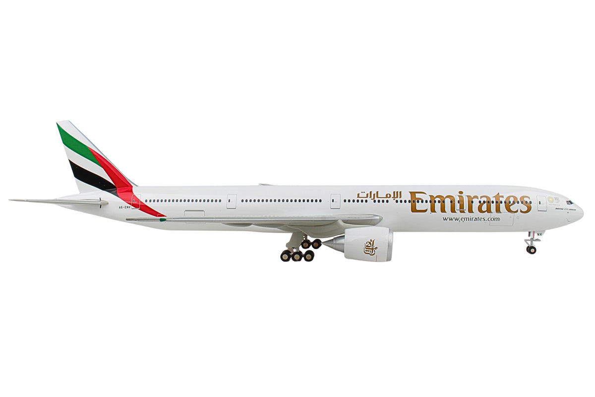 SKYMARKS EMIRATES 777-300ER EXPO 1/100 W/WOOD STAND & GEAR The Airplane Shop.