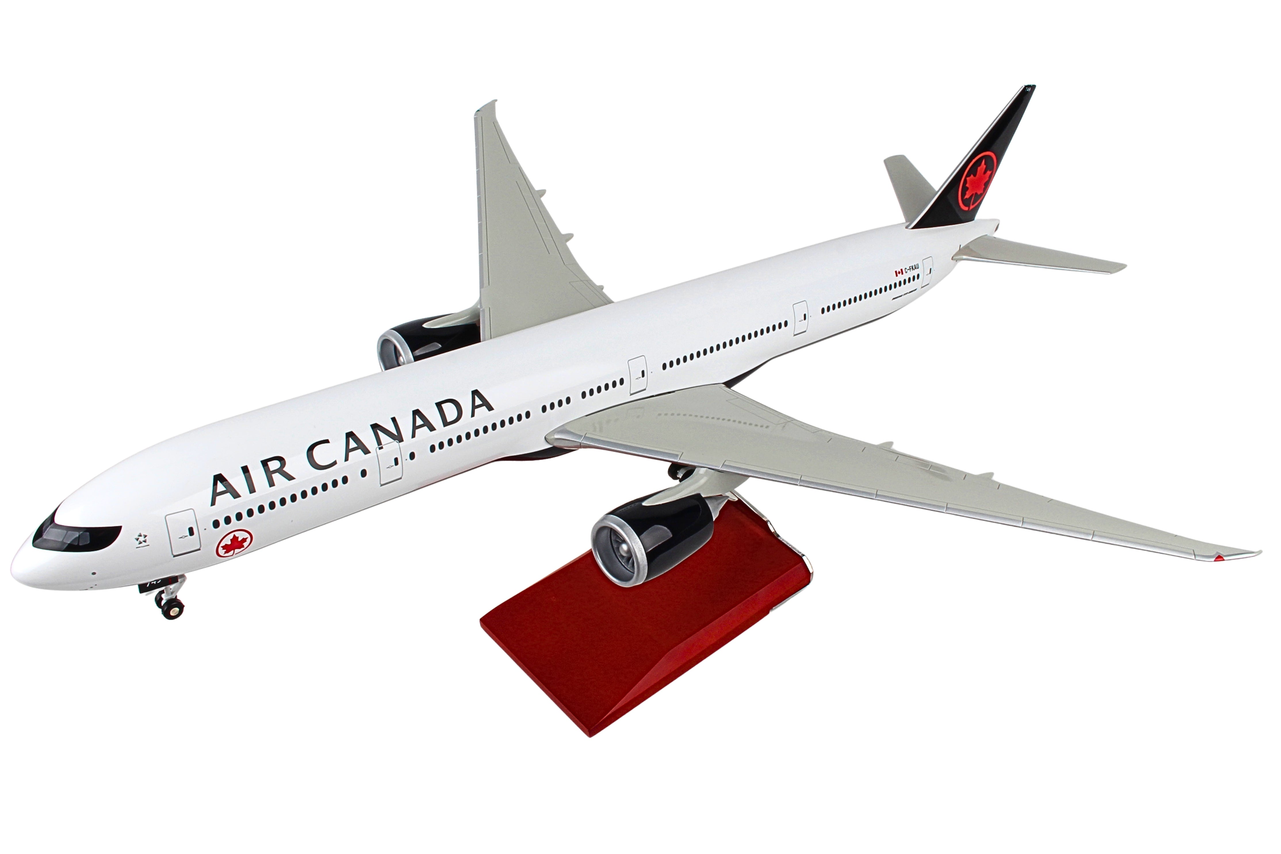 SKYMARKS AIR CANADA 777-300 1/100 W/WOOD STAND & GEAR (**)