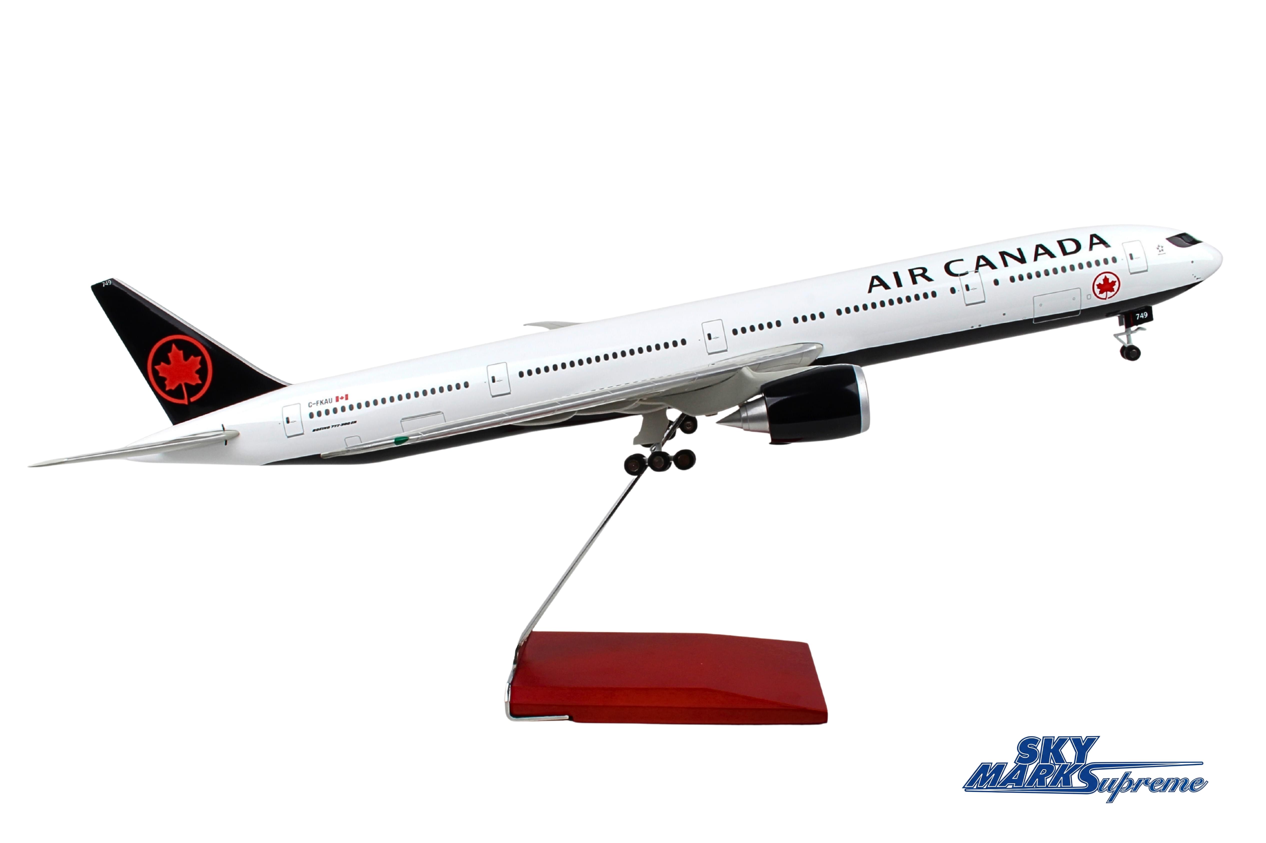 SKYMARKS AIR CANADA 777-300 1/100 W/WOOD STAND & GEAR (**) The Airplane Shop.