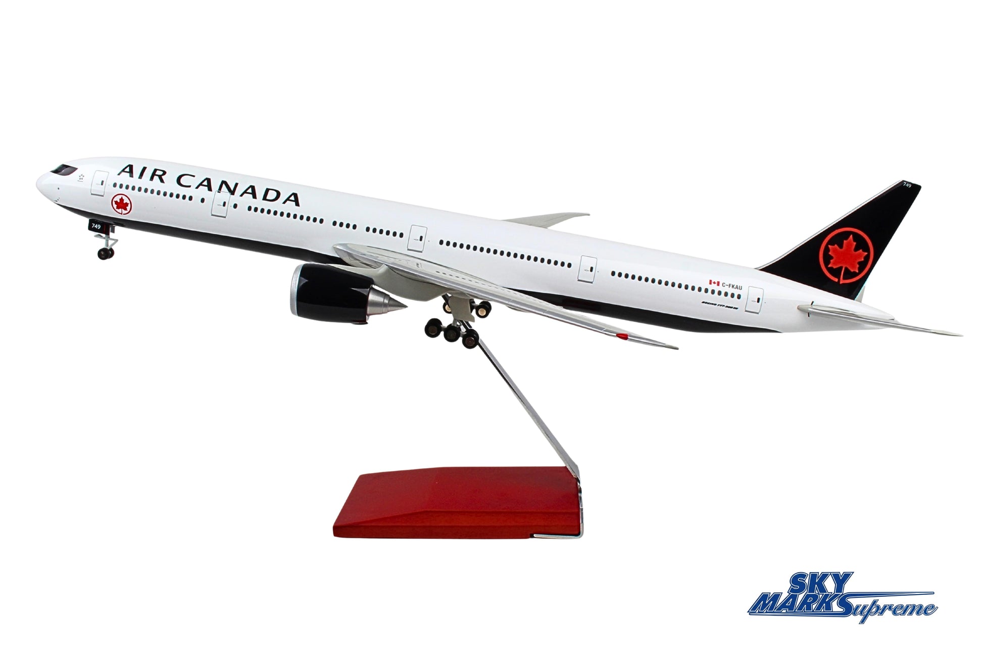 SKYMARKS AIR CANADA 777-300 1/100 W/WOOD STAND & GEAR (**) The Airplane Shop.
