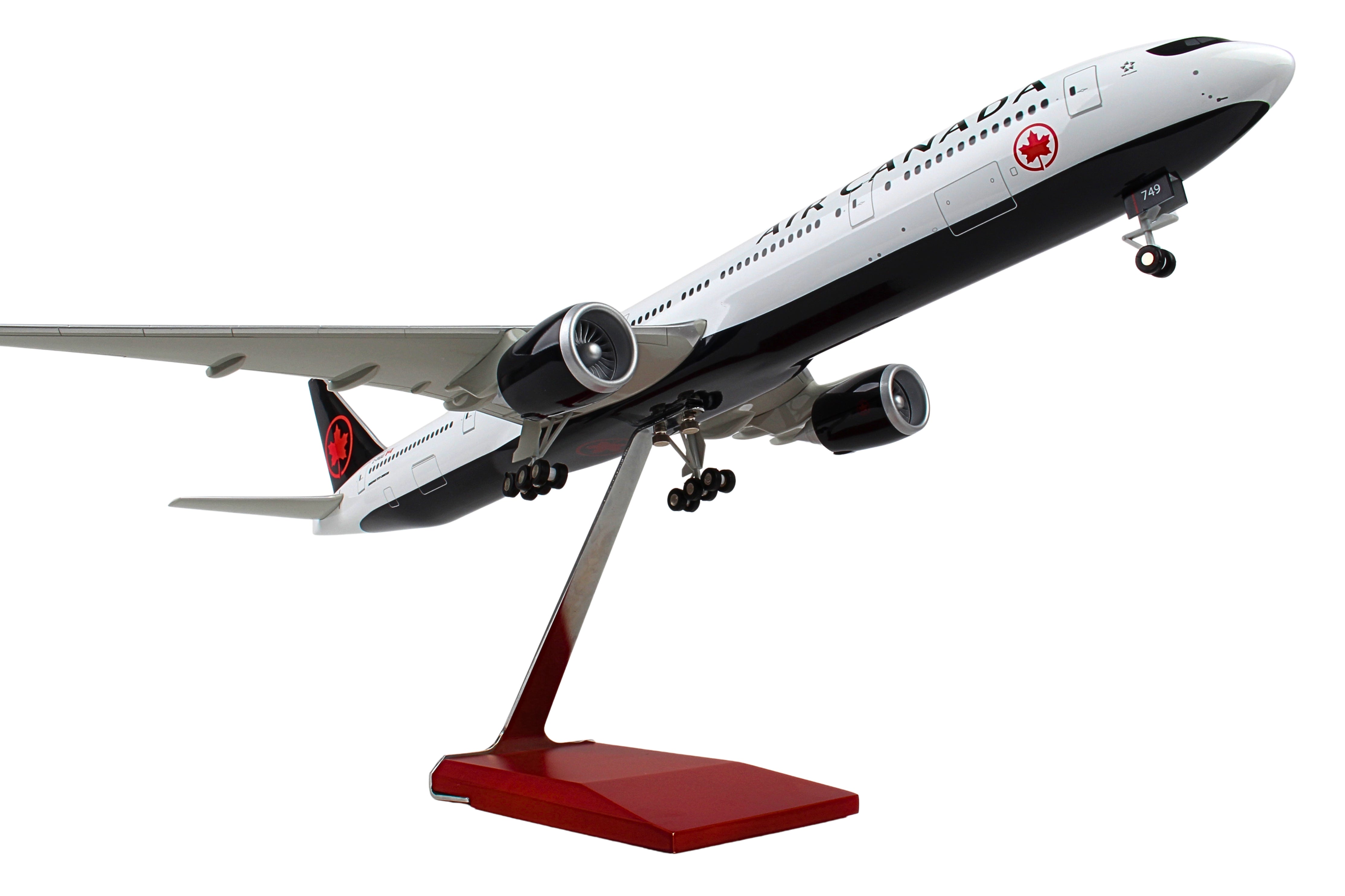 SKYMARKS AIR CANADA 777-300 1/100 W/WOOD STAND & GEAR (**)