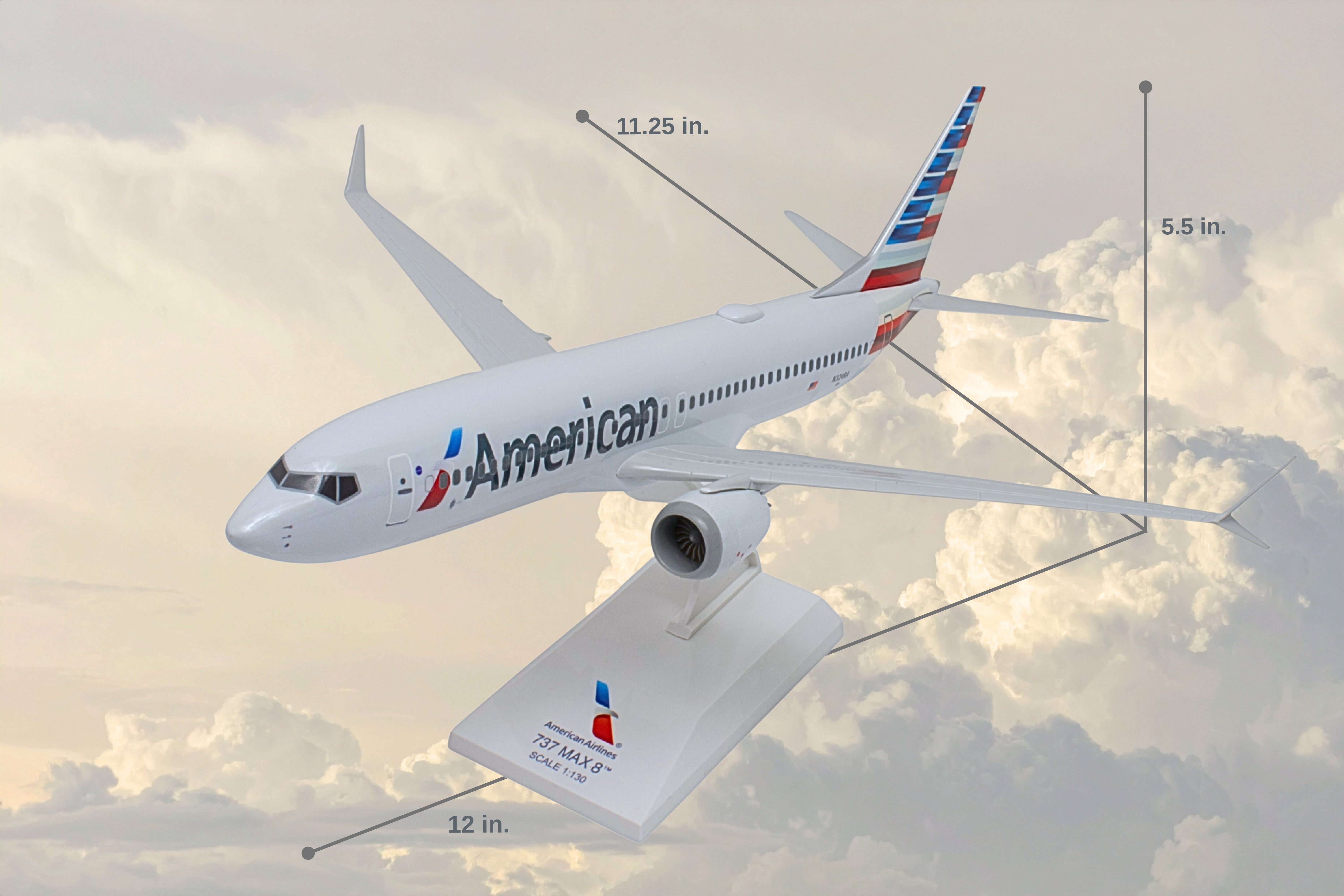 SKYMARKS AMERICAN 737MAX8 1/130 W/WIFI DOME