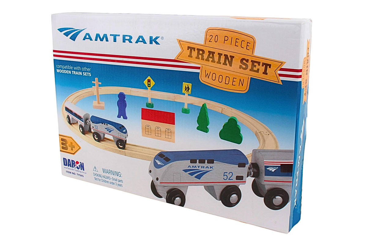 AMTRAK WOODEN RAILWAY - 20 PC. SET The Airplane Shop.