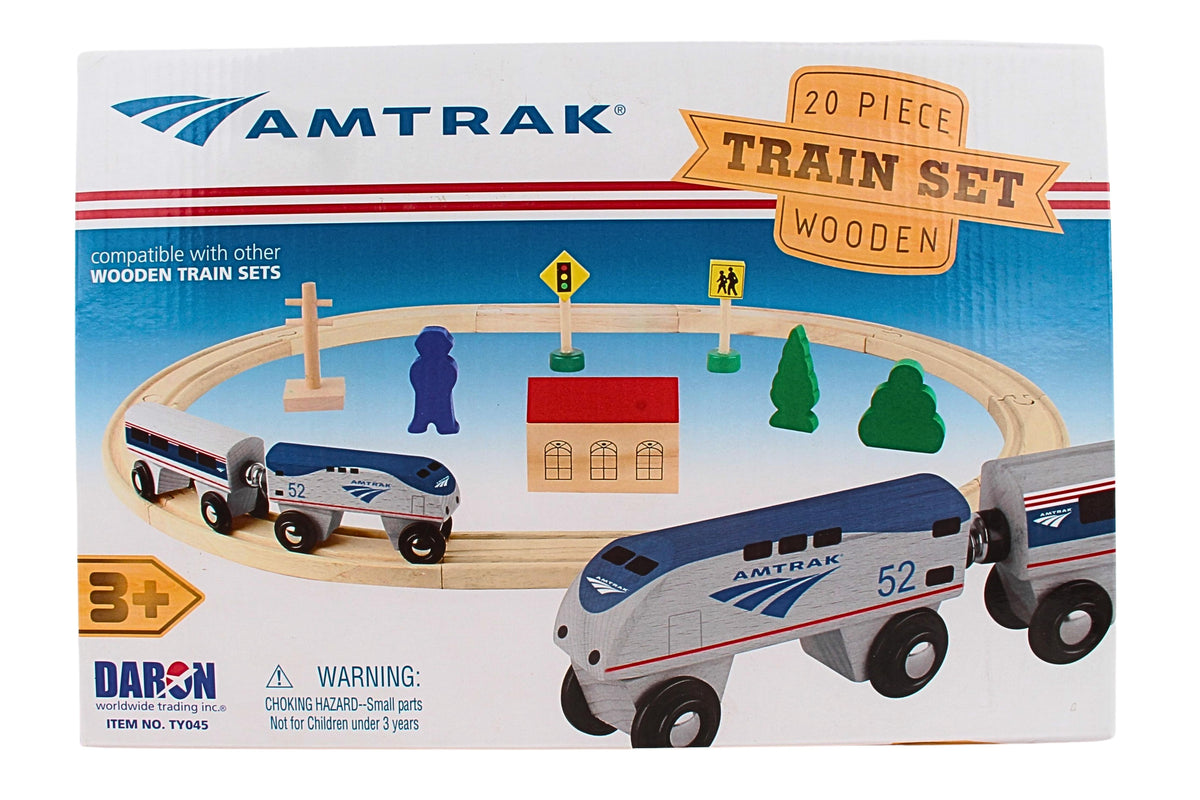 AMTRAK WOODEN RAILWAY - 20 PC. SET The Airplane Shop.