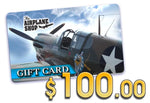 AIRPLANE SHOP PLASTIC GIFT CARD $100.00 The Airplane Shop.