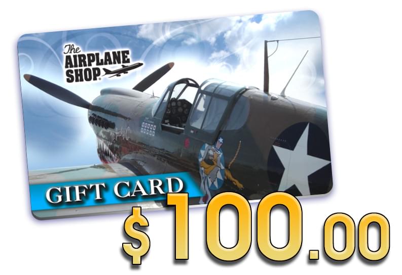 AIRPLANE SHOP PLASTIC GIFT CARD $100.00 The Airplane Shop.