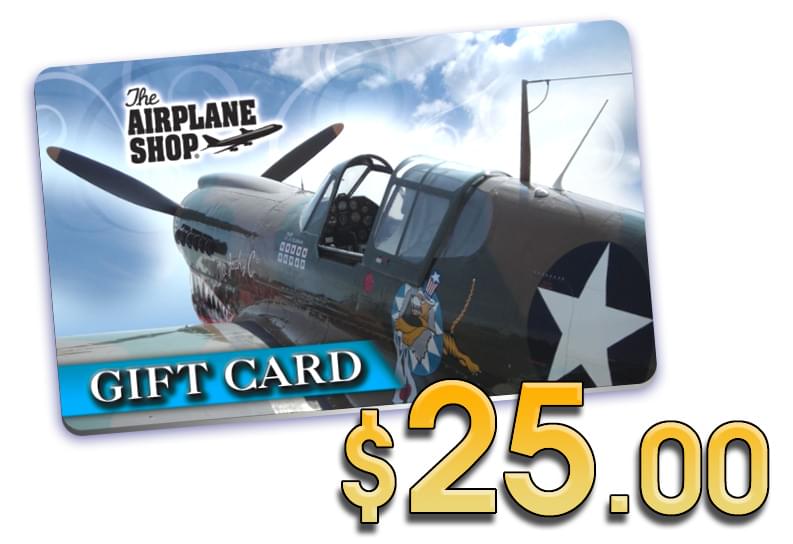 AIRPLANE SHOP PLASTIC GIFT CARD $25.00 The Airplane Shop.