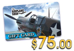 AIRPLANE SHOP PLASTIC GIFT CARD $75.00 The Airplane Shop.