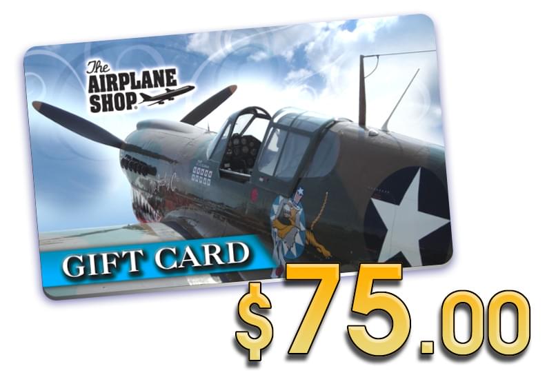 AIRPLANE SHOP PLASTIC GIFT CARD $75.00 The Airplane Shop.