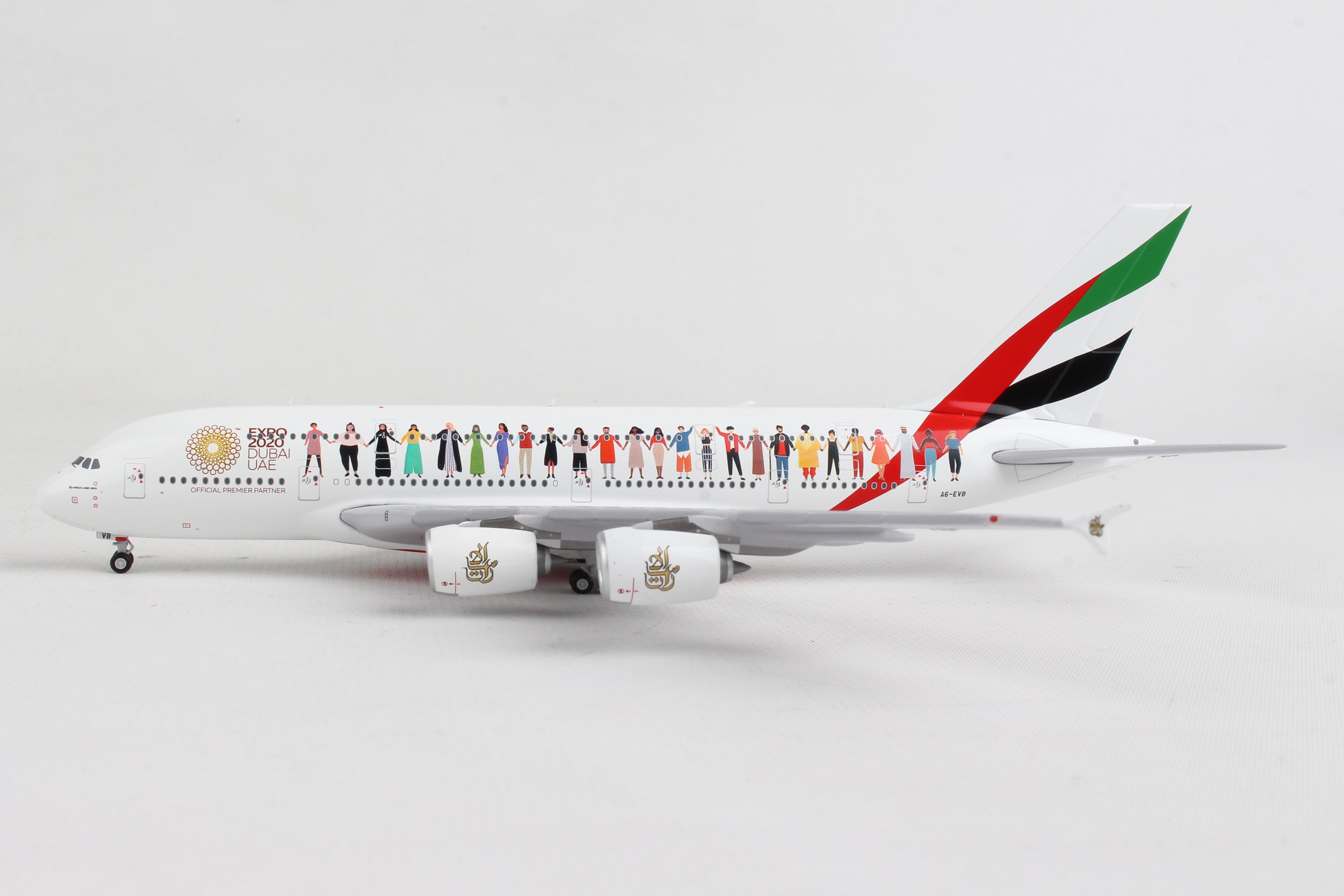 GEMINI EMIRATES A380 1/400 YEAR OF TOLERANCE REG#A6-EVB (**)