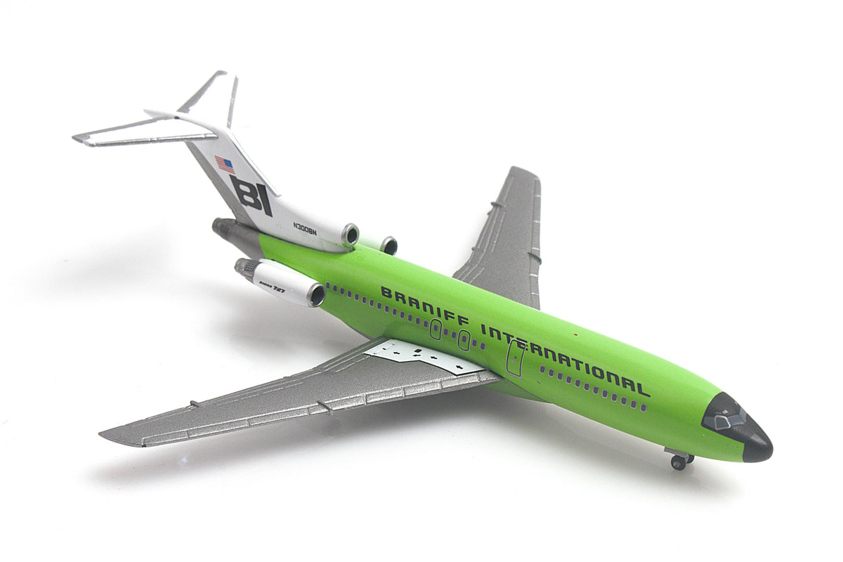 HERPA BRANIFF 727-100 1/500 SOLID LIME GREEN (**) The Airplane Shop.