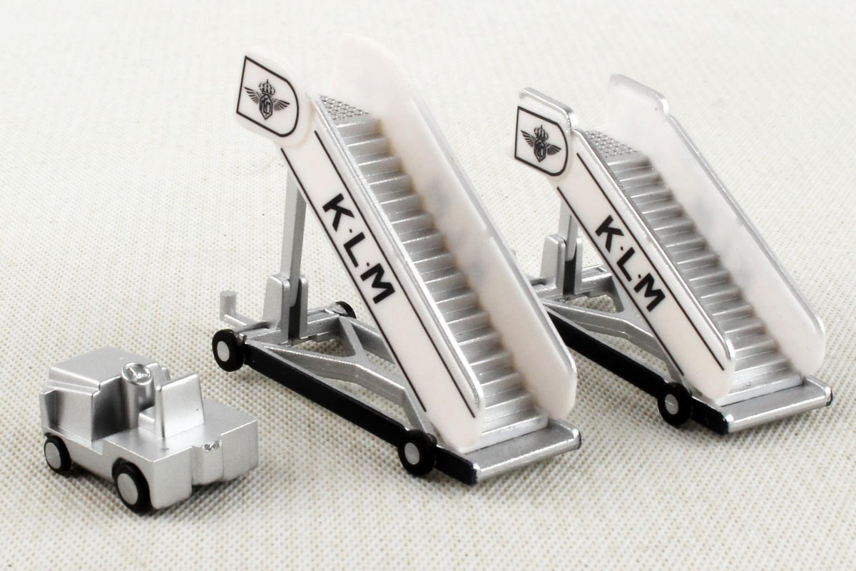 HERPA KLM HISTORIC PASSENGER STAIRS (2) W/TRACTOR (1) 1/200 The Airplane Shop.