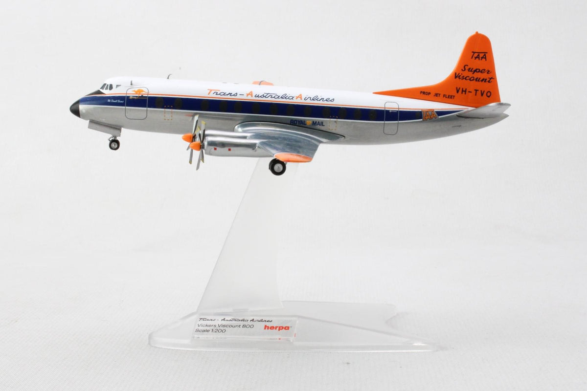 HERPA TRANS AUSTRALIAN VISCOUNT 800 1/200 (**) The Airplane Shop.