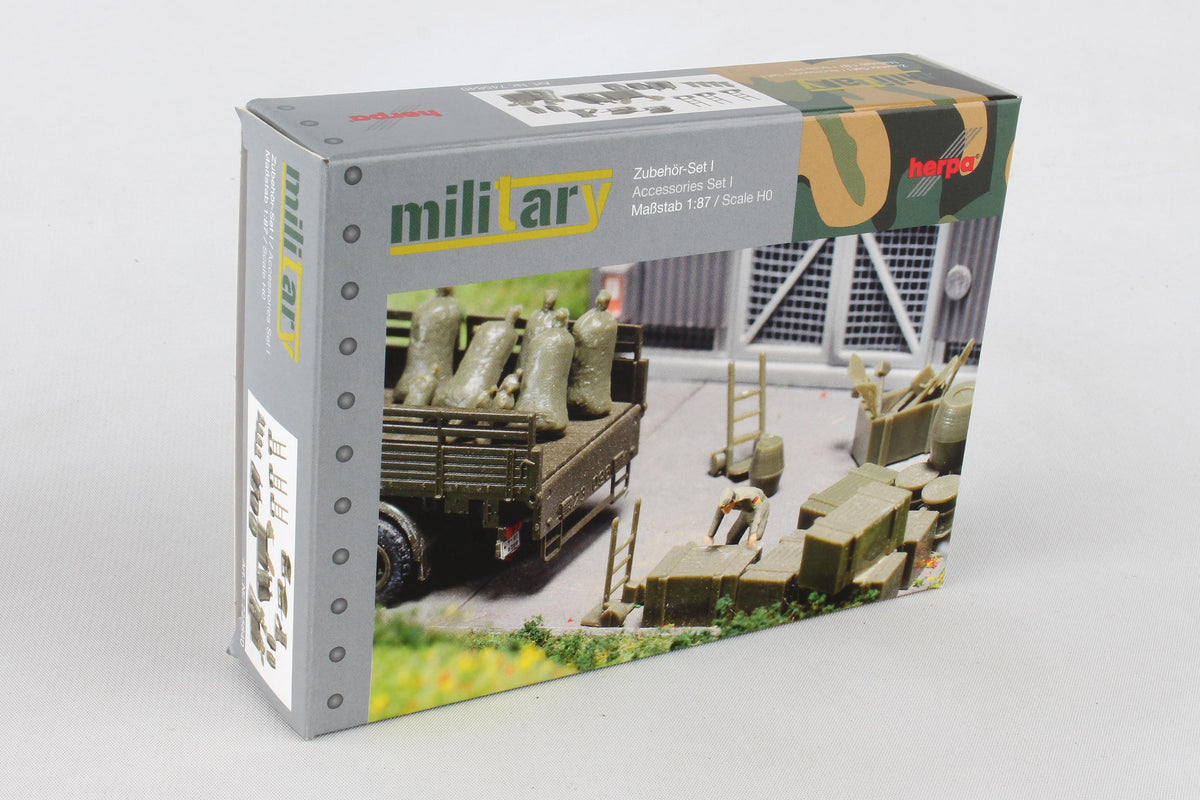 HERPA MILITARY WHEELBARROWS, SACK BARROWS, BARRELS (144 PCS) The Airplane Shop.
