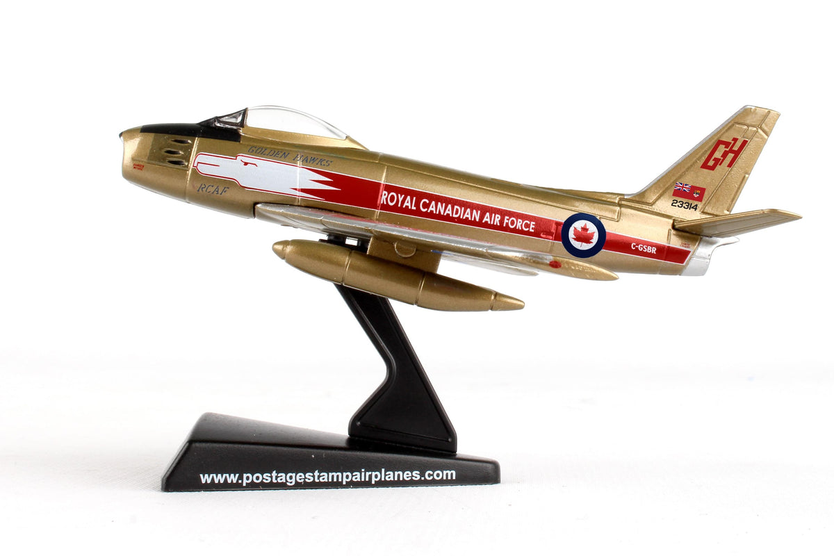 POSTAGE STAMP RCAF CANADAIR SABRE 1/110 GOLDEN HAWKS The Airplane Shop.